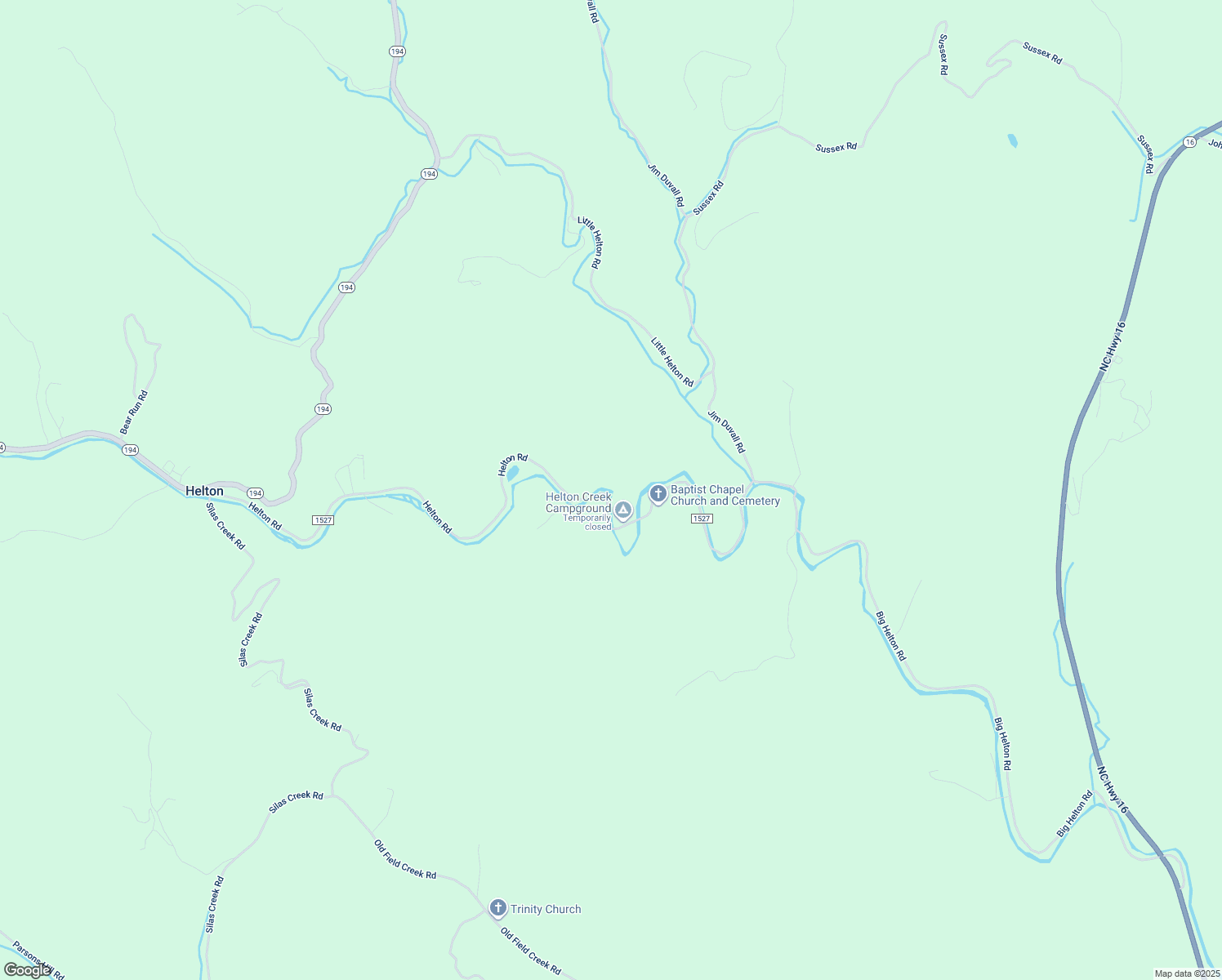 map of restaurants, bars, coffee shops, grocery stores, and more near 1984 Helton Road in Grassy Creek