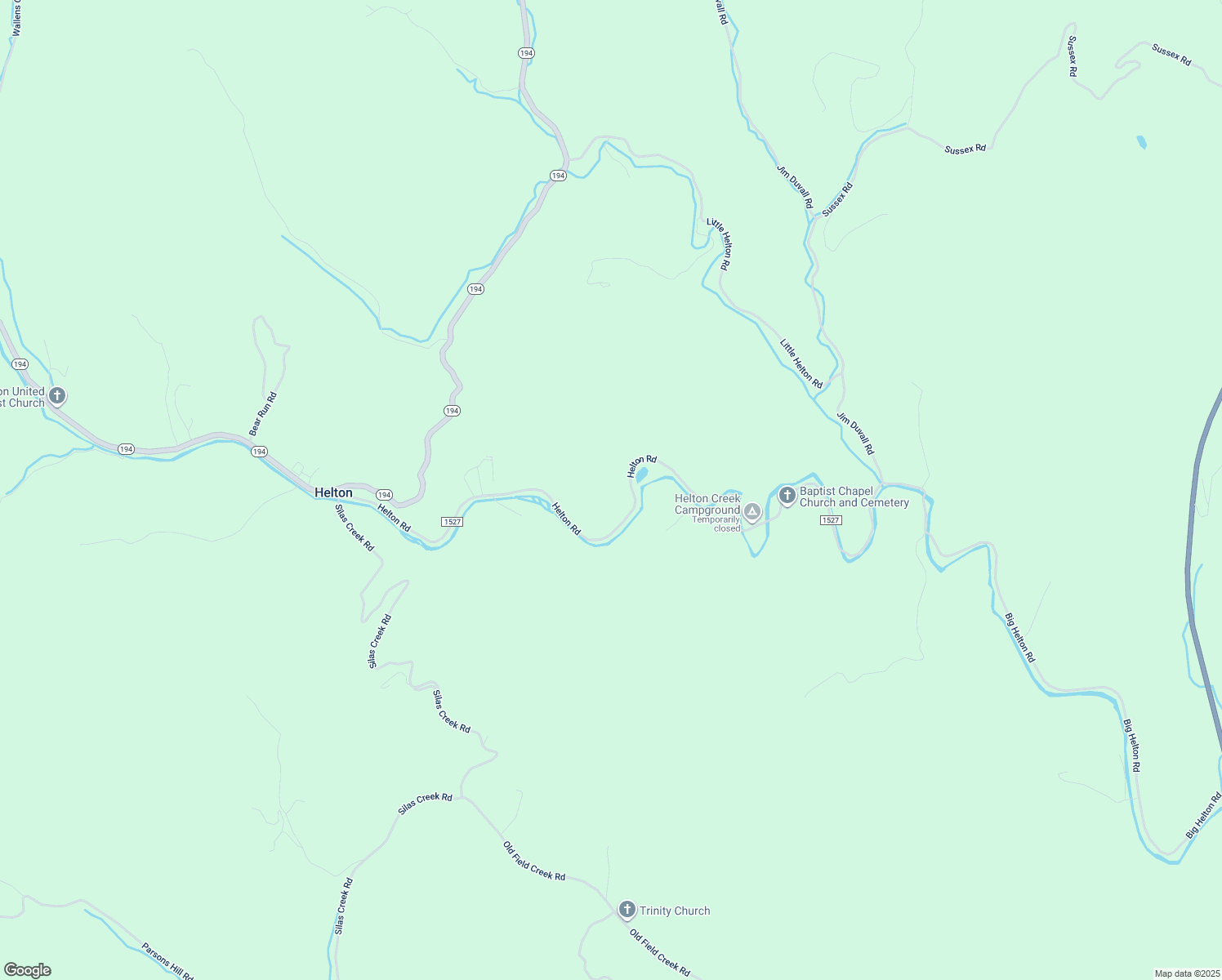 map of restaurants, bars, coffee shops, grocery stores, and more near 1293 Helton Road in Grassy Creek