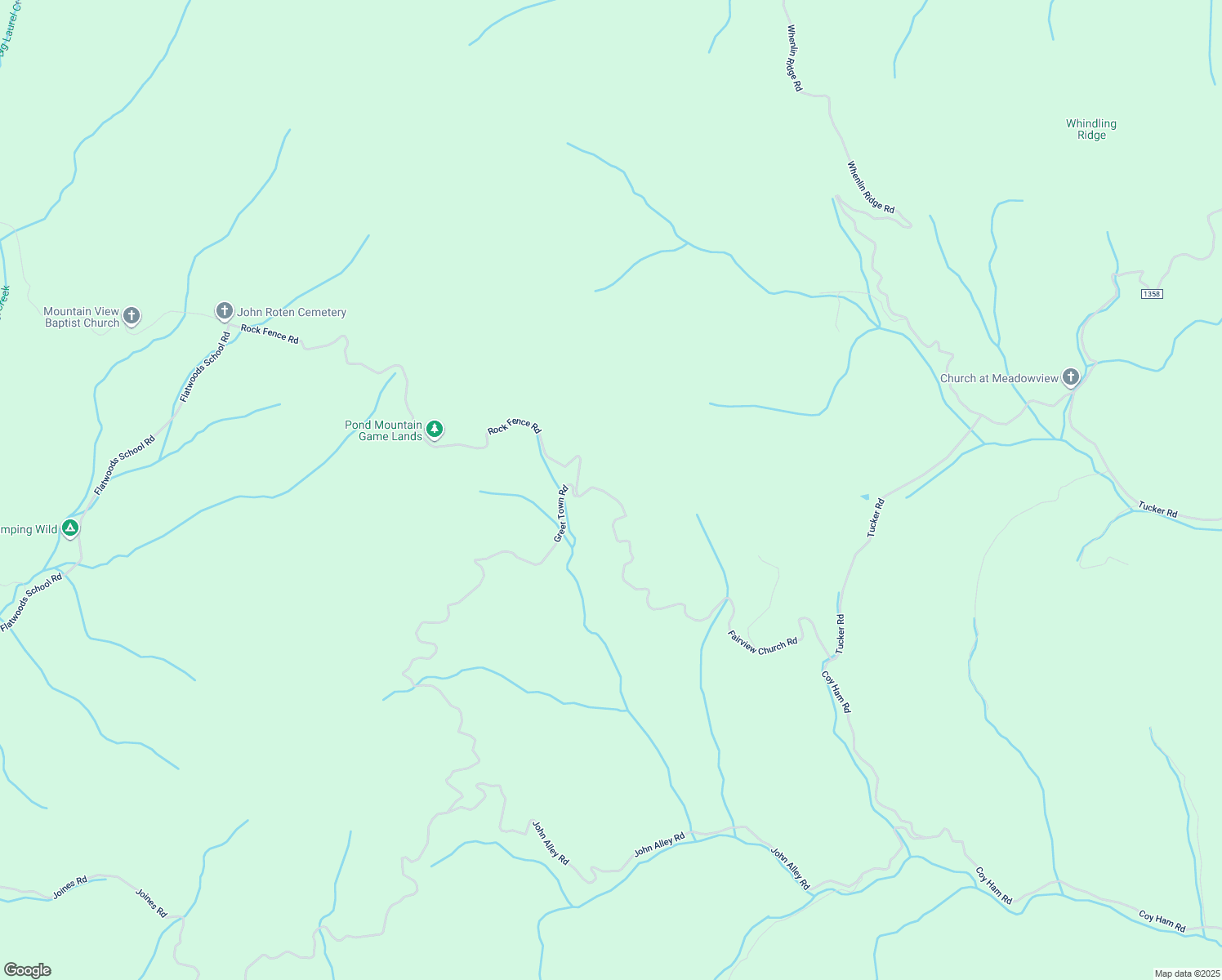 map of restaurants, bars, coffee shops, grocery stores, and more near 1424 Fairview Church Road in Lansing