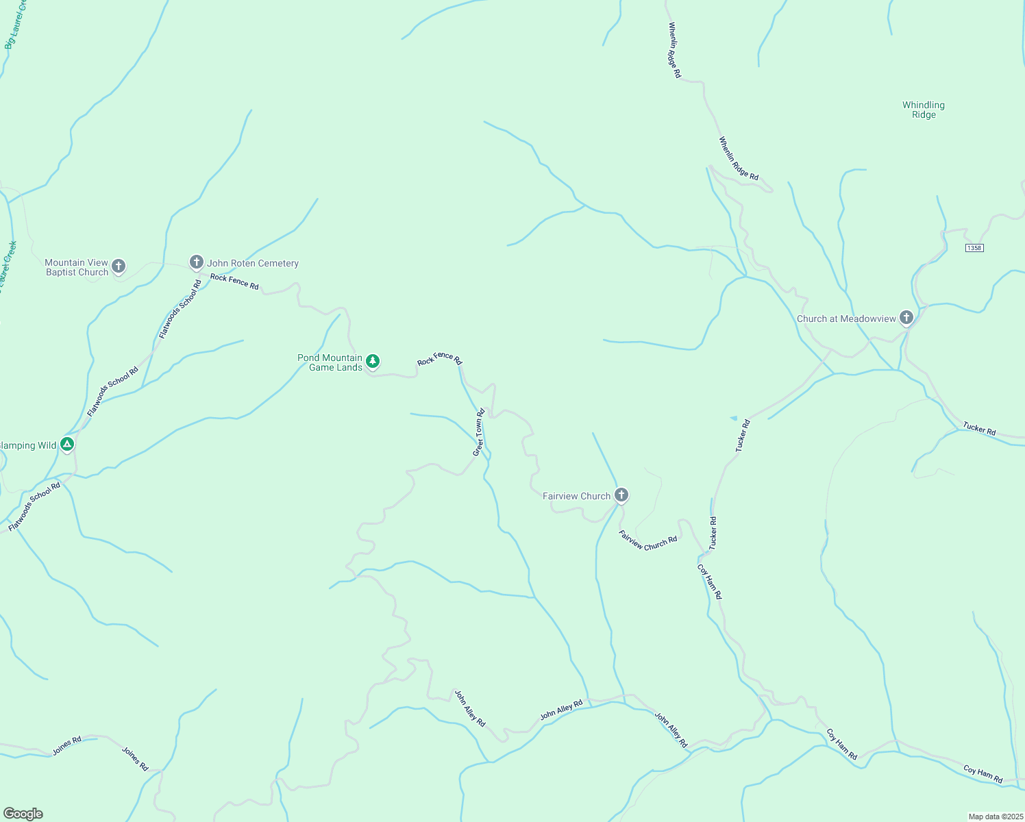 map of restaurants, bars, coffee shops, grocery stores, and more near 1424 Fairview Church Road in Lansing