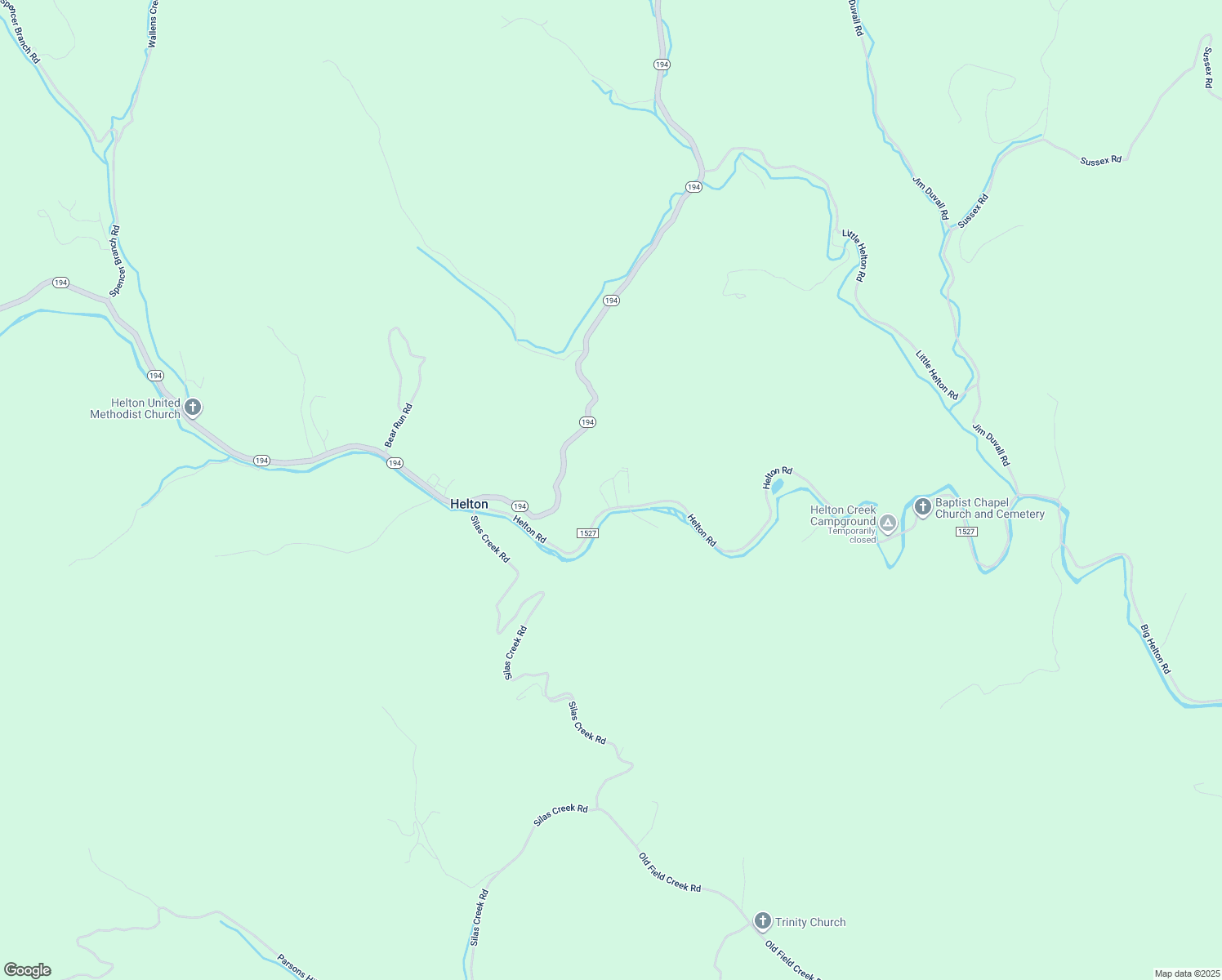 map of restaurants, bars, coffee shops, grocery stores, and more near 689 Helton Road in Grassy Creek