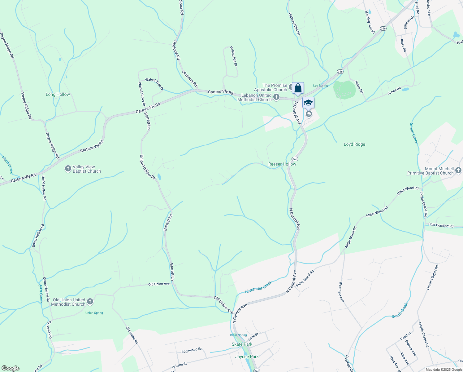 map of restaurants, bars, coffee shops, grocery stores, and more near 207 Reesor Hollow Rd in Church Hill