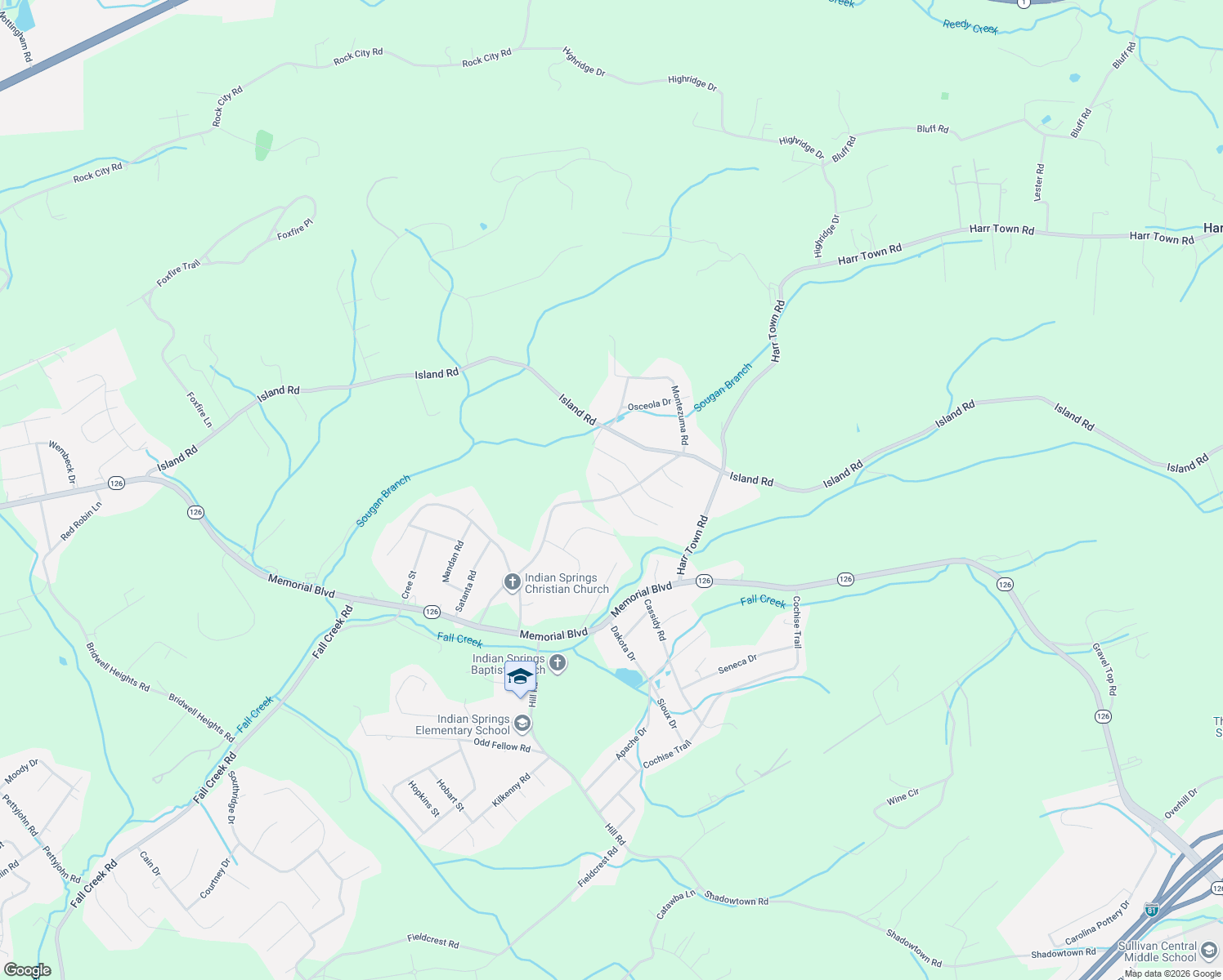 map of restaurants, bars, coffee shops, grocery stores, and more near 328 Montezuma Road in Kingsport