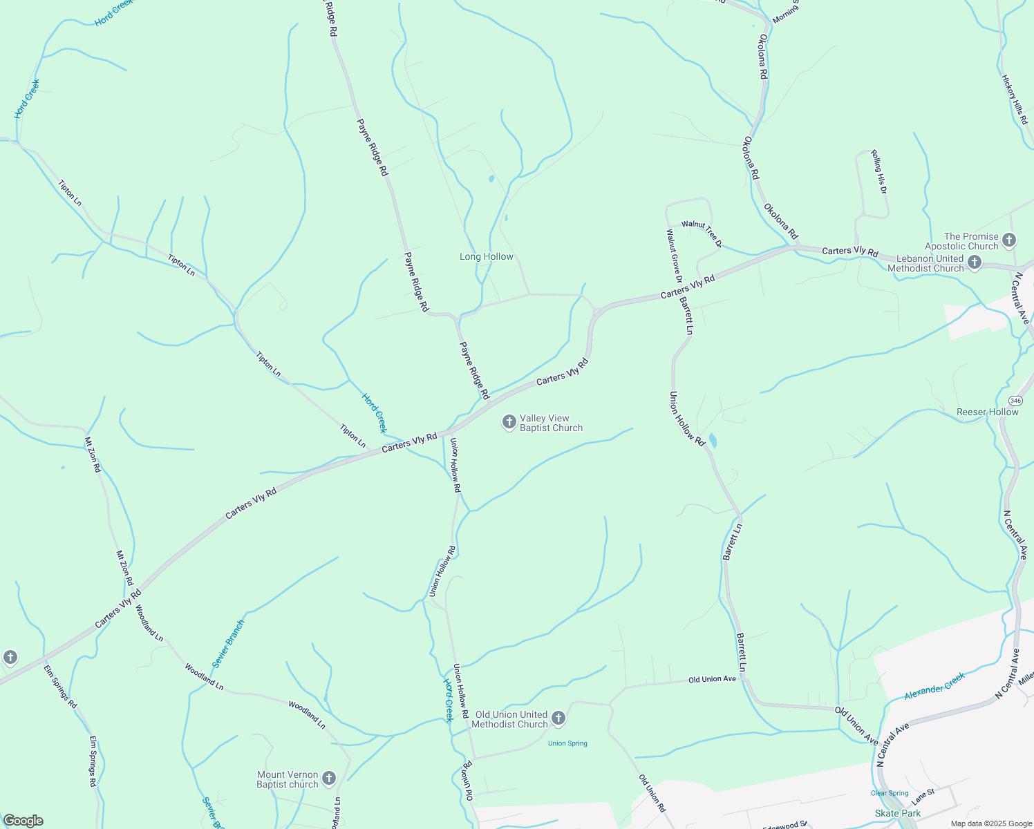 map of restaurants, bars, coffee shops, grocery stores, and more near 3726 Carters Valley Road in Church Hill
