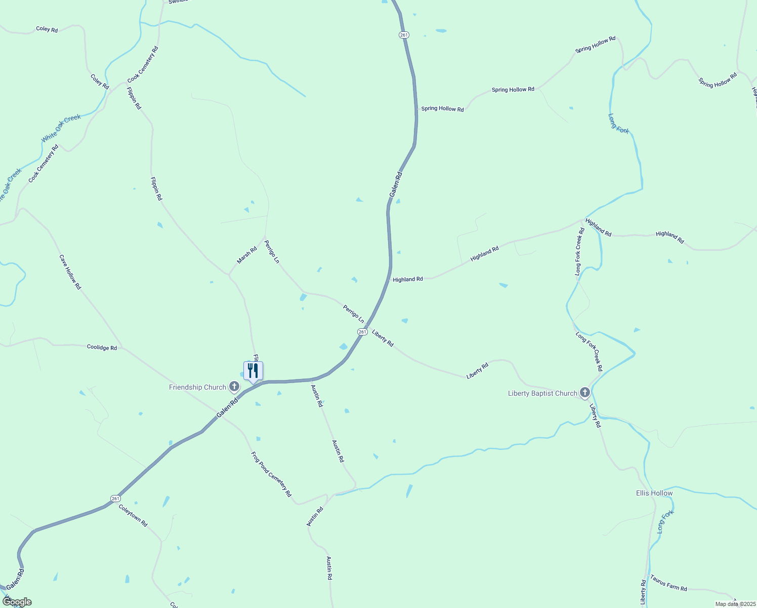 map of restaurants, bars, coffee shops, grocery stores, and more near 4575 Galen Road in Lafayette
