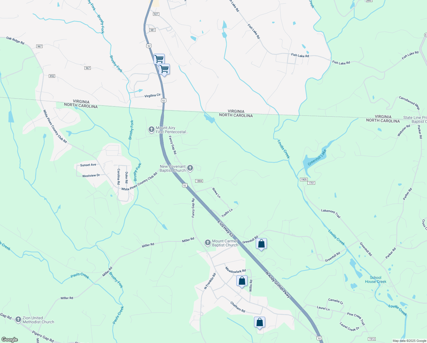 map of restaurants, bars, coffee shops, grocery stores, and more near 125 Cornelius Avenue in Mount Airy
