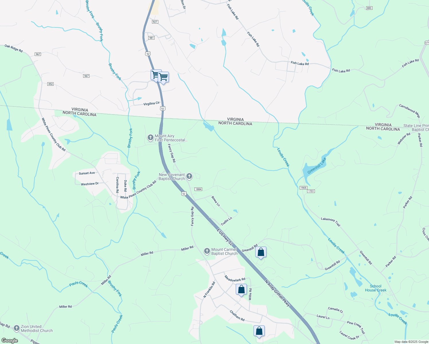 map of restaurants, bars, coffee shops, grocery stores, and more near 125 Cornelius Avenue in Mount Airy