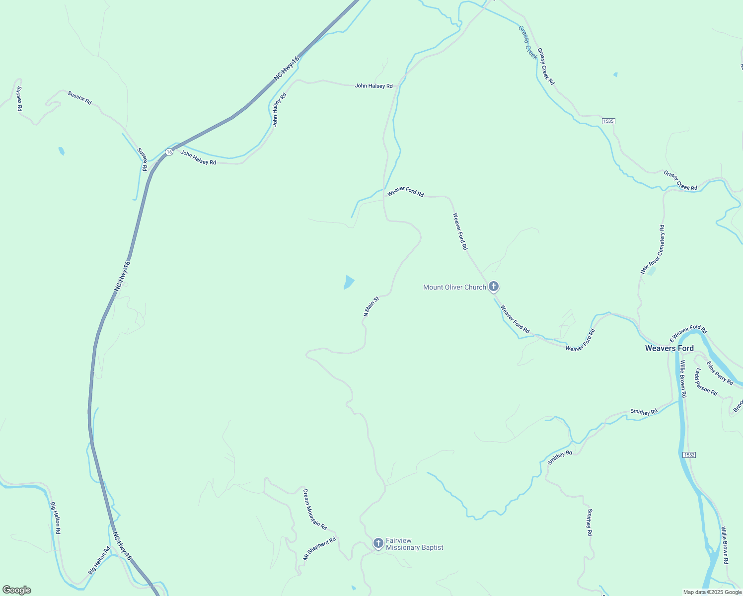 map of restaurants, bars, coffee shops, grocery stores, and more near North Carolina Highway 16 in Grassy Creek