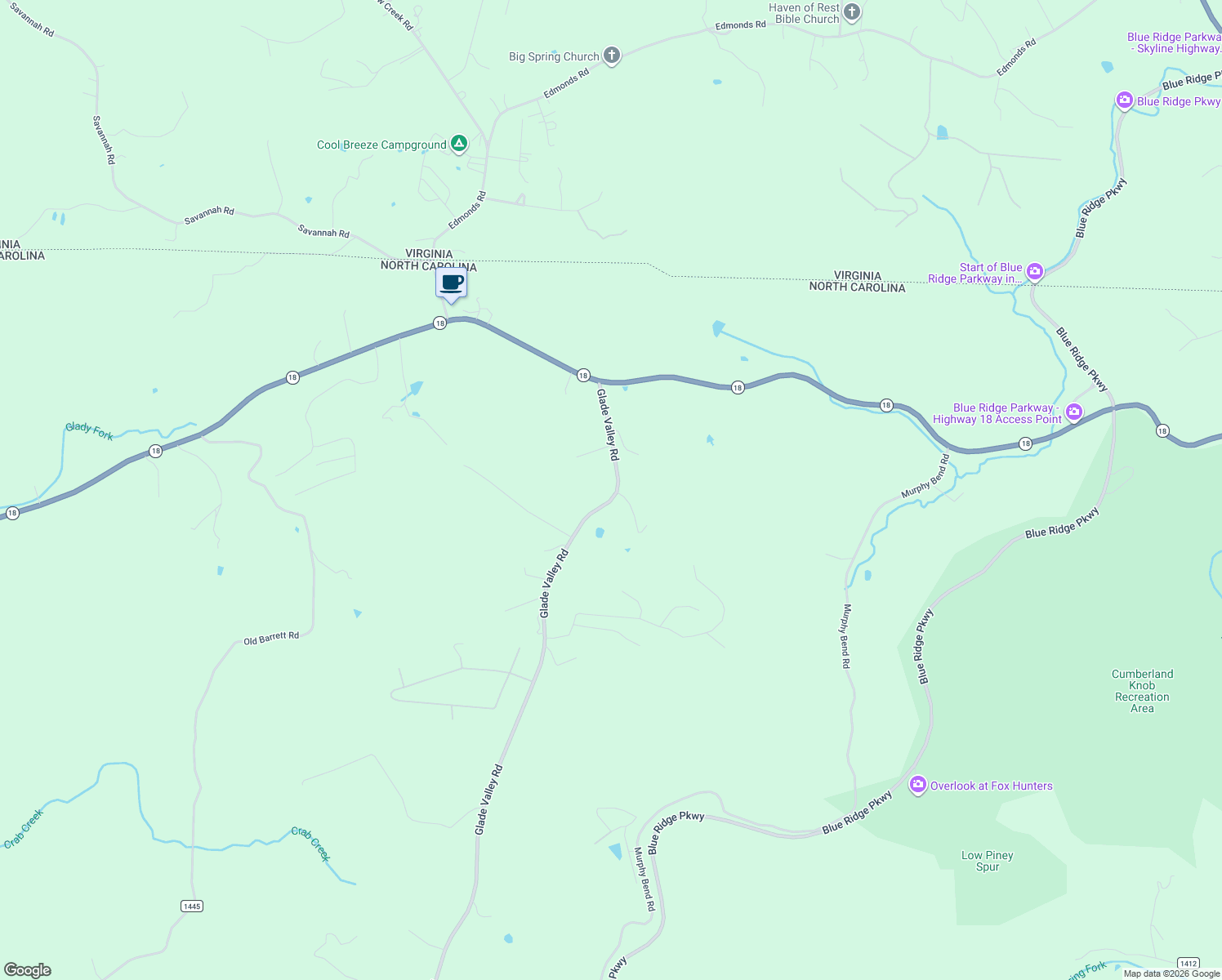 map of restaurants, bars, coffee shops, grocery stores, and more near 11325 Glade Valley Road in Ennice