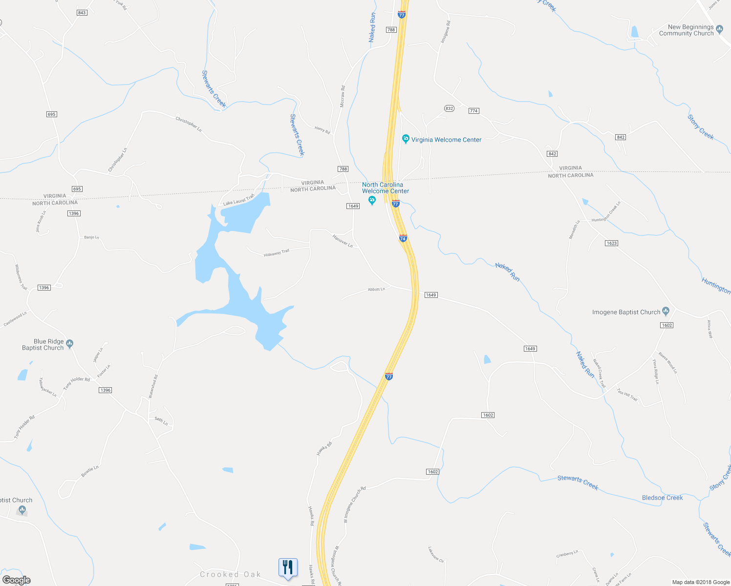 map of restaurants, bars, coffee shops, grocery stores, and more near 167 Abbott Lane in Lowgap