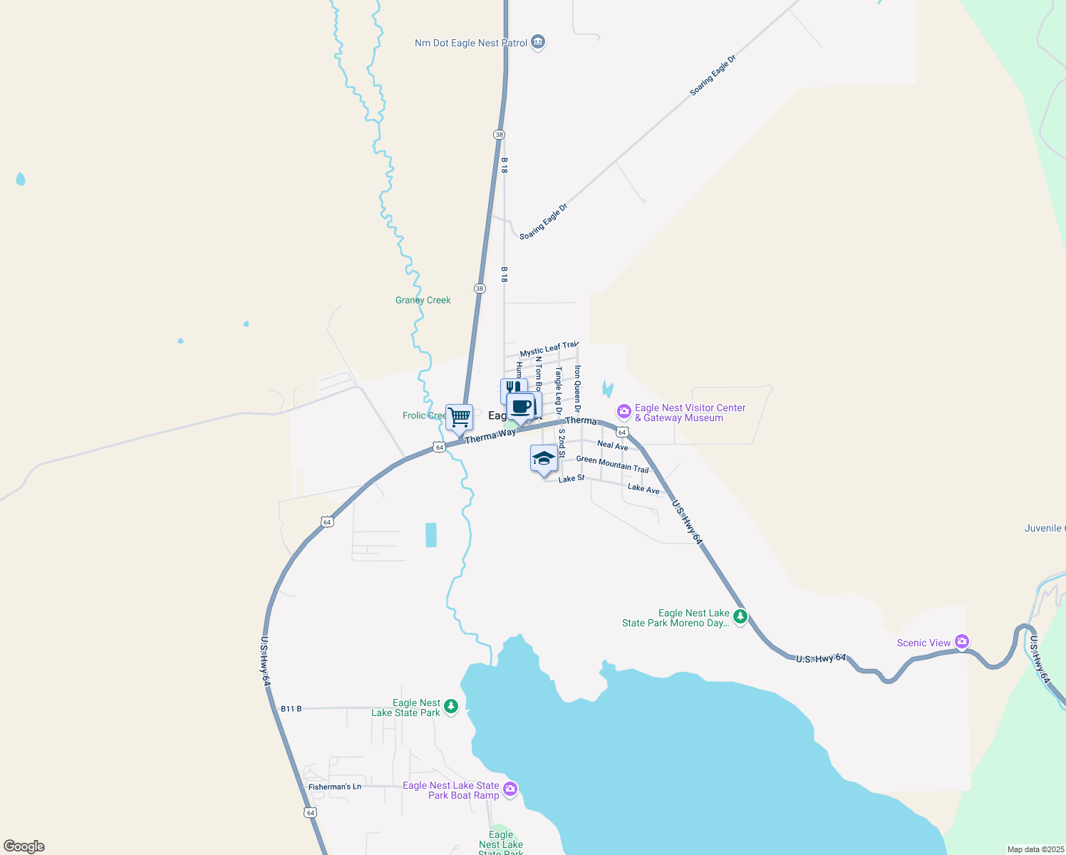 map of restaurants, bars, coffee shops, grocery stores, and more near 900 U.S. 64 in Eagle Nest