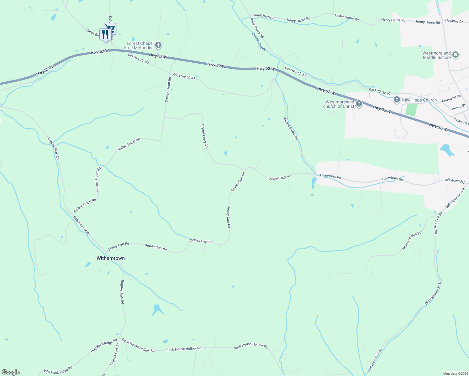 map of restaurants, bars, coffee shops, grocery stores, and more near 5833 Dewey Carr Rd in Bethpage