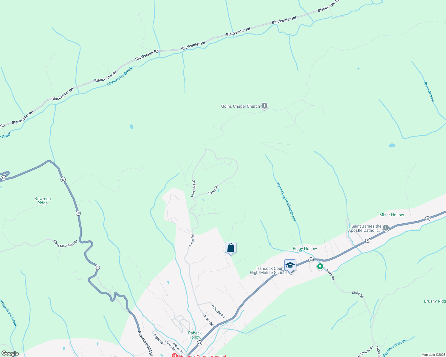 map of restaurants, bars, coffee shops, grocery stores, and more near 362 Sunrise View in Sneedville