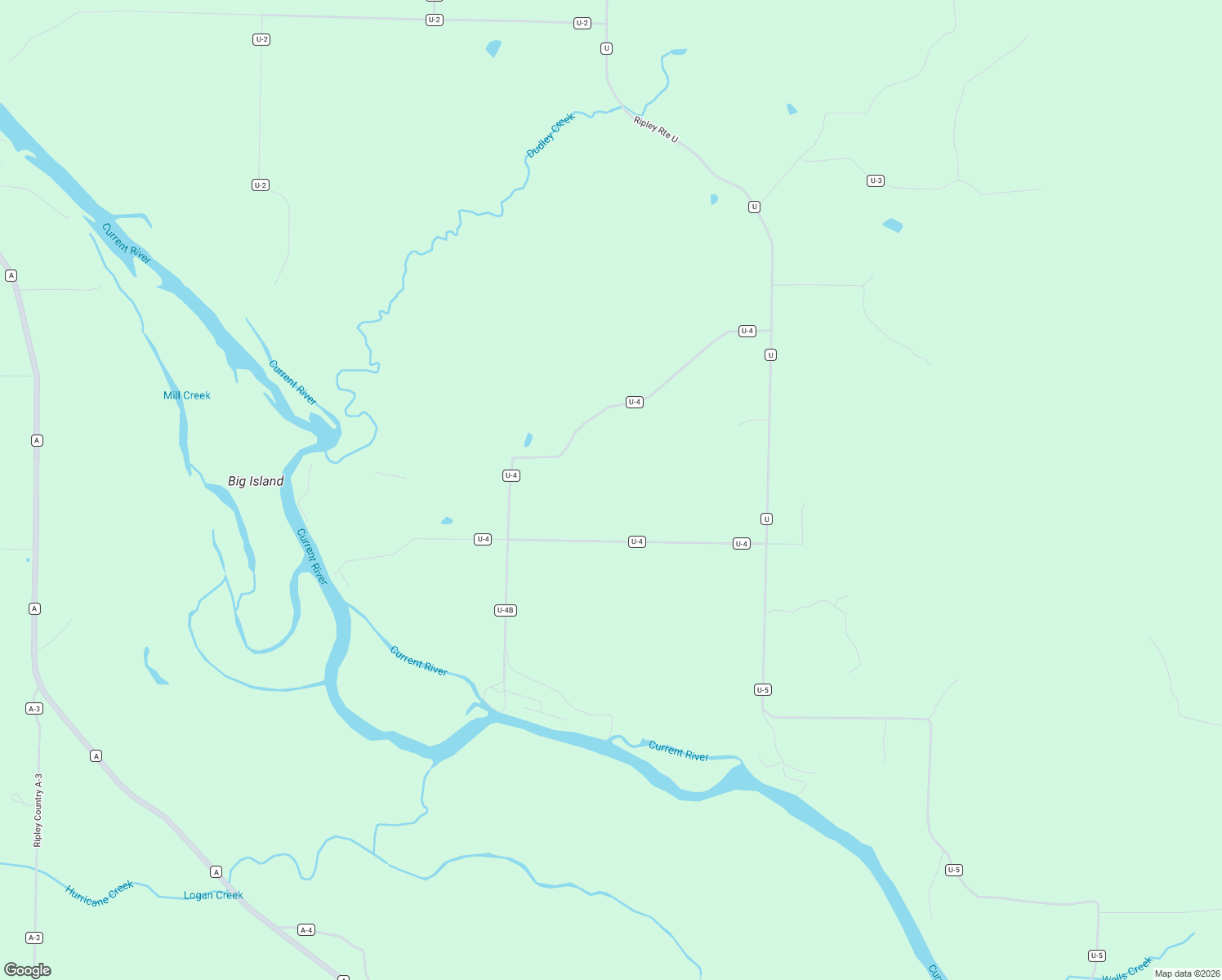 map of restaurants, bars, coffee shops, grocery stores, and more near County Road U-4 in Doniphan