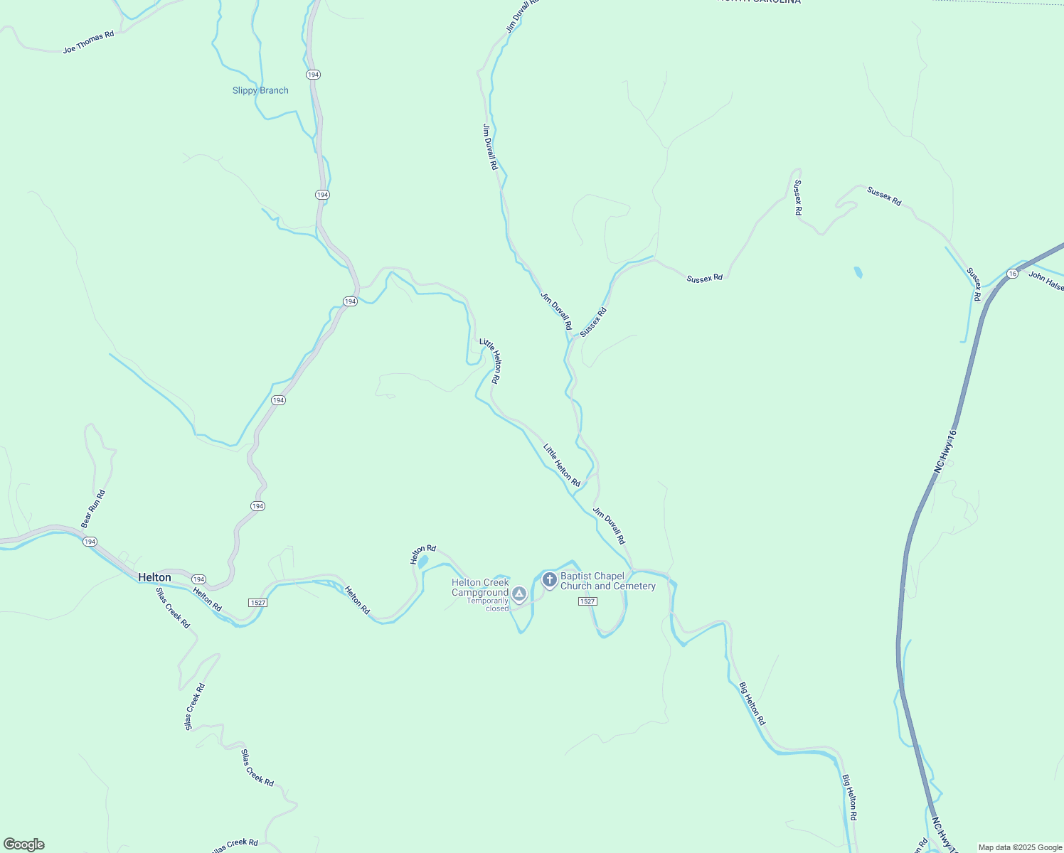 map of restaurants, bars, coffee shops, grocery stores, and more near 1215 Little Helton Road in Grassy Creek