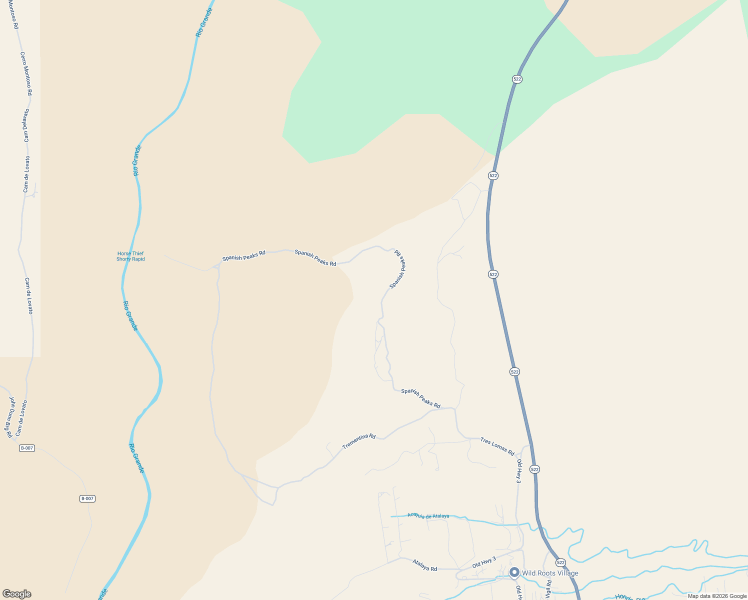 map of restaurants, bars, coffee shops, grocery stores, and more near 21 Spanish Peaks Road in Arroyo Hondo