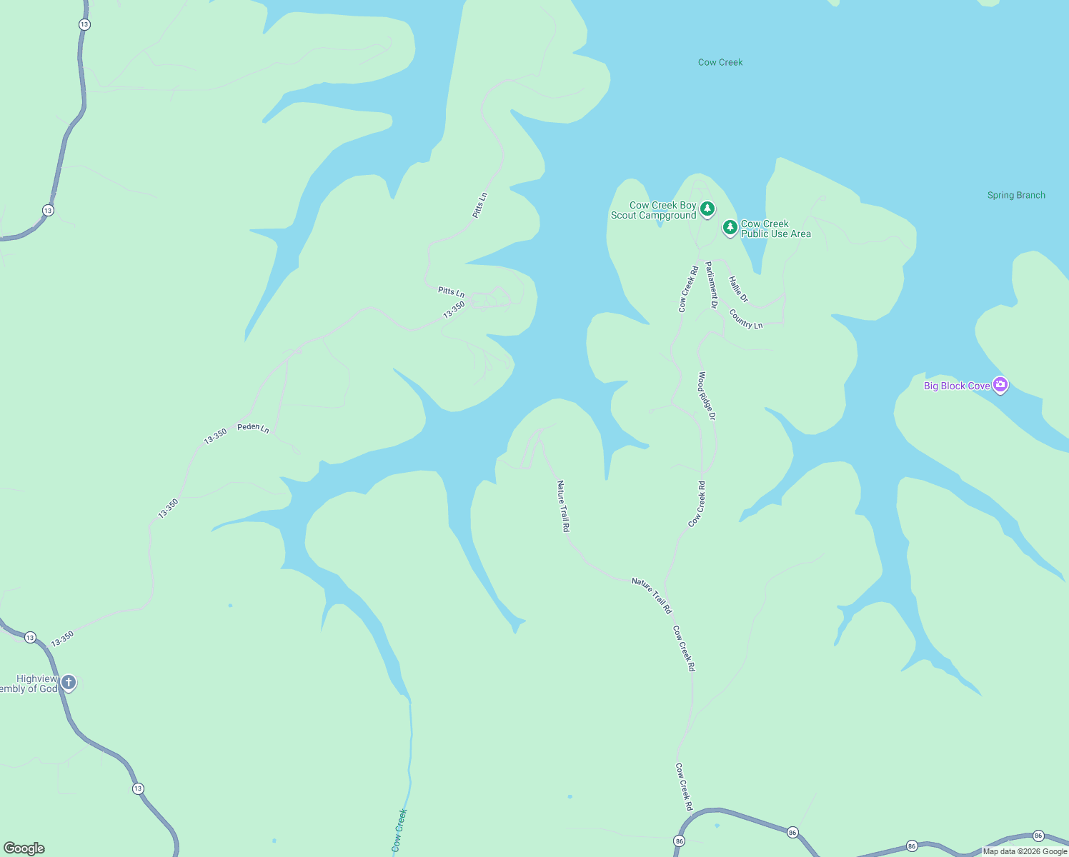 map of restaurants, bars, coffee shops, grocery stores, and more near 517-569 Nature Trail Road in Blue Eye