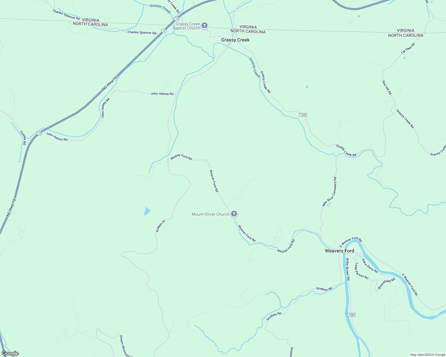 map of restaurants, bars, coffee shops, grocery stores, and more near 735 Weaver Ford Road in Grassy Creek