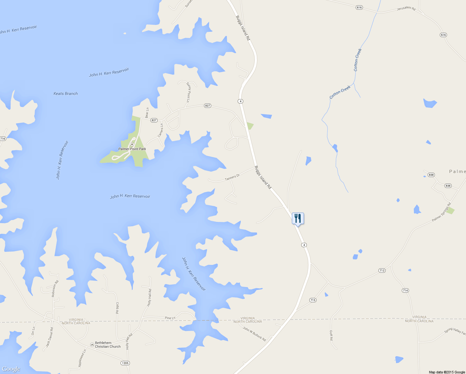 map of restaurants, bars, coffee shops, grocery stores, and more near 190 Brothers Drive in Boydton