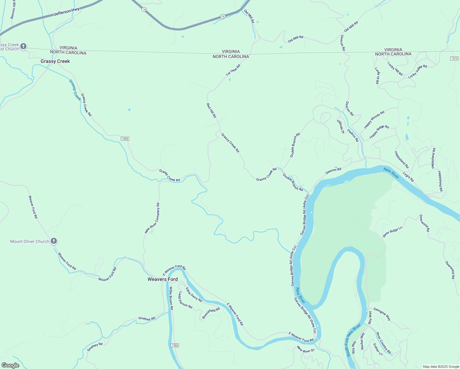 map of restaurants, bars, coffee shops, grocery stores, and more near 2760 Grassy Creek Road in Grassy Creek