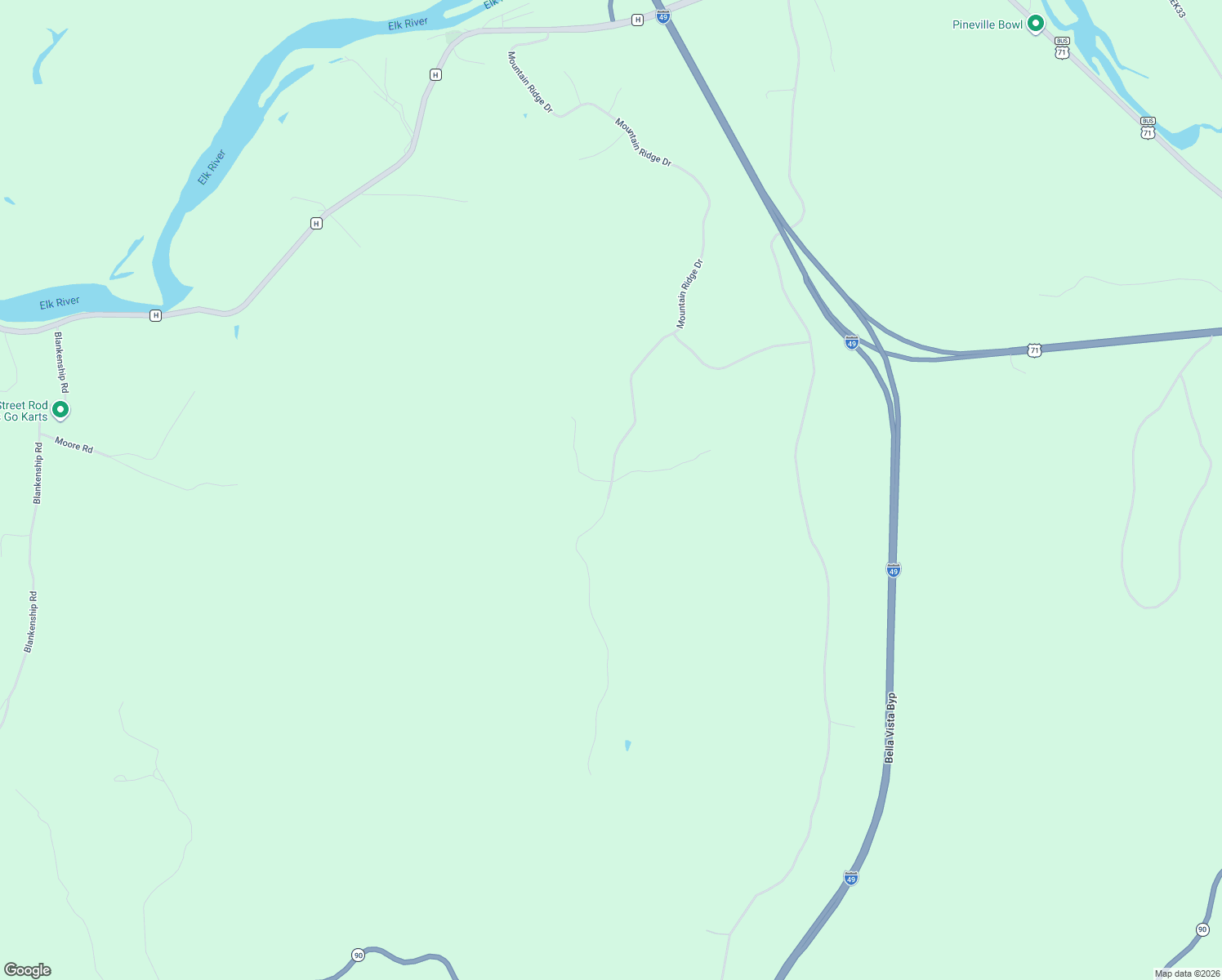 map of restaurants, bars, coffee shops, grocery stores, and more near 1957 Mountain Ridge Drive in Pineville