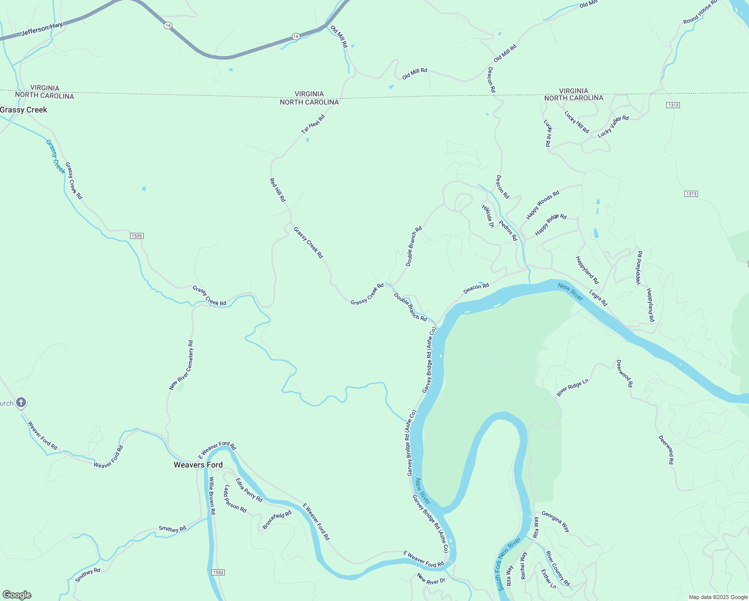 map of restaurants, bars, coffee shops, grocery stores, and more near 3902 Grassy Creek Road in Grassy Creek