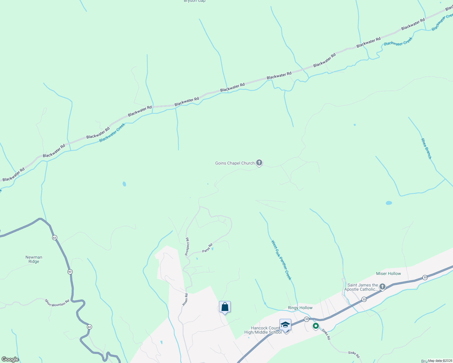map of restaurants, bars, coffee shops, grocery stores, and more near 1314 Prospect Road in Sneedville