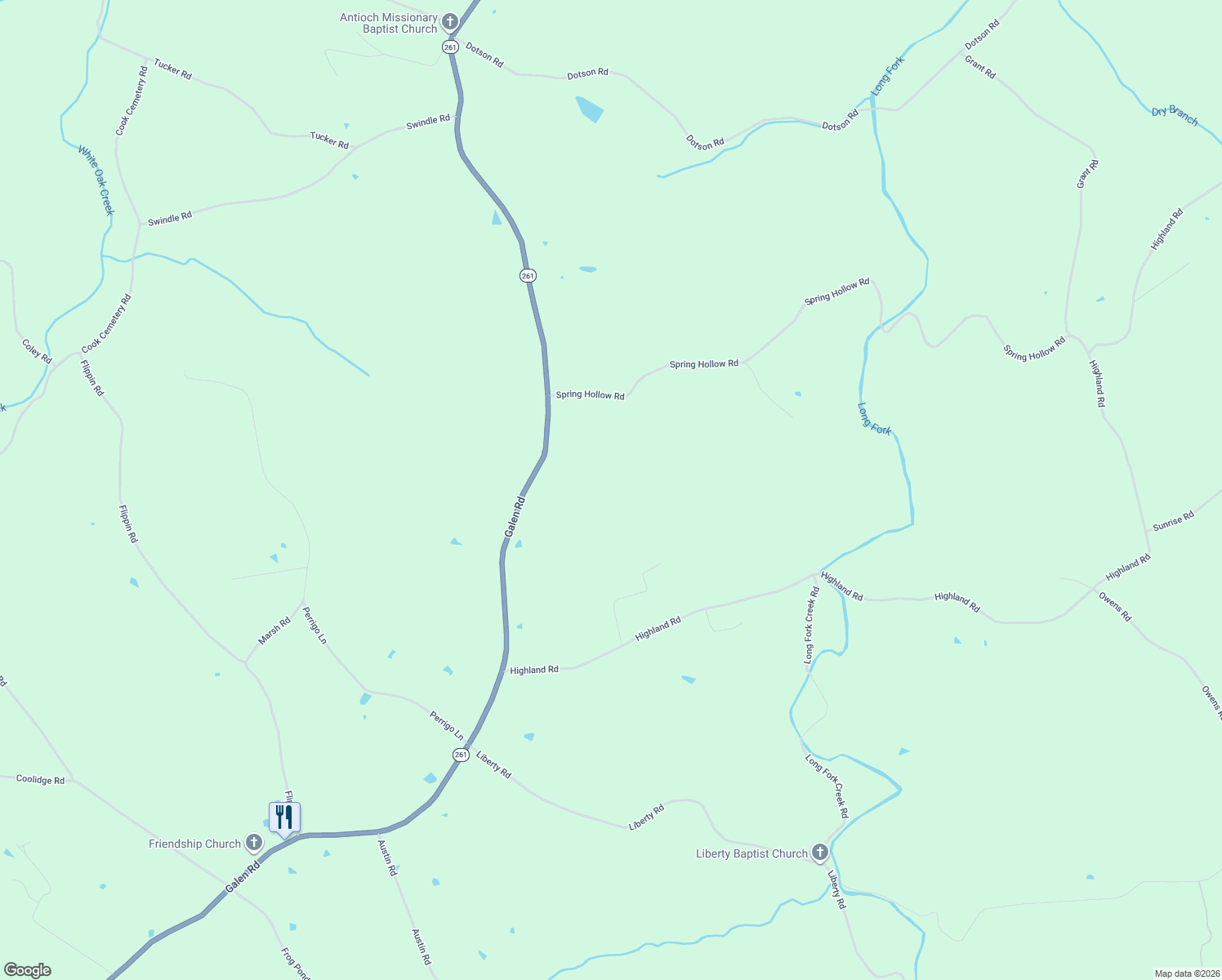 map of restaurants, bars, coffee shops, grocery stores, and more near 5368 Galen Road in Lafayette