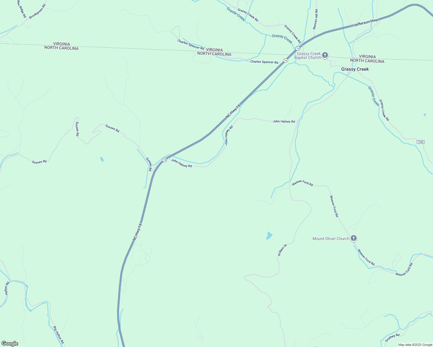 map of restaurants, bars, coffee shops, grocery stores, and more near 476 John Halsey Road in Grassy Creek
