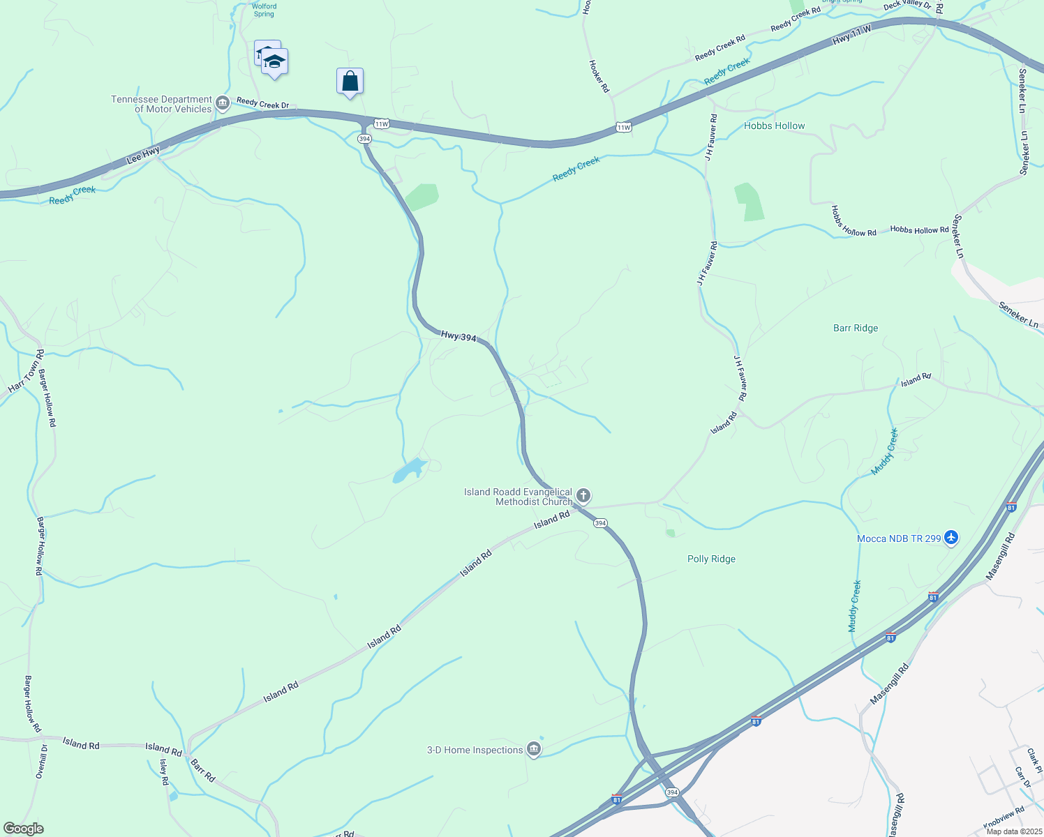 map of restaurants, bars, coffee shops, grocery stores, and more near State Highway 37 in Blountville