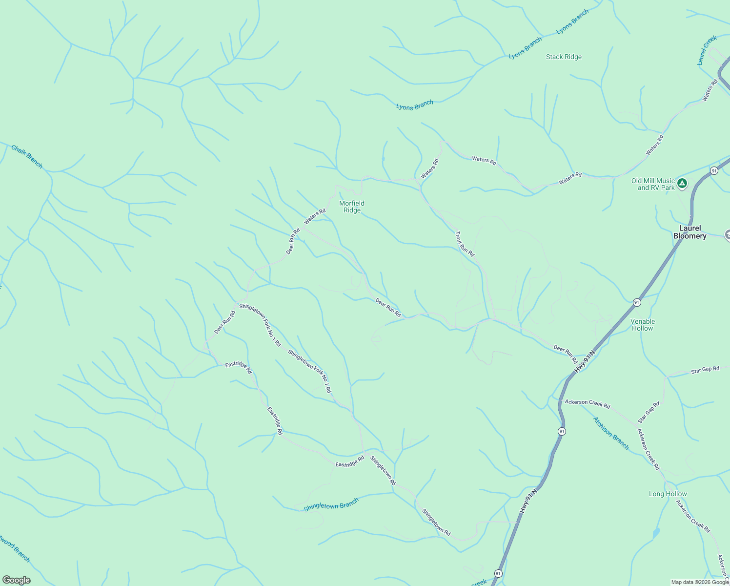 map of restaurants, bars, coffee shops, grocery stores, and more near 1311 Deer Run Road in Mountain City