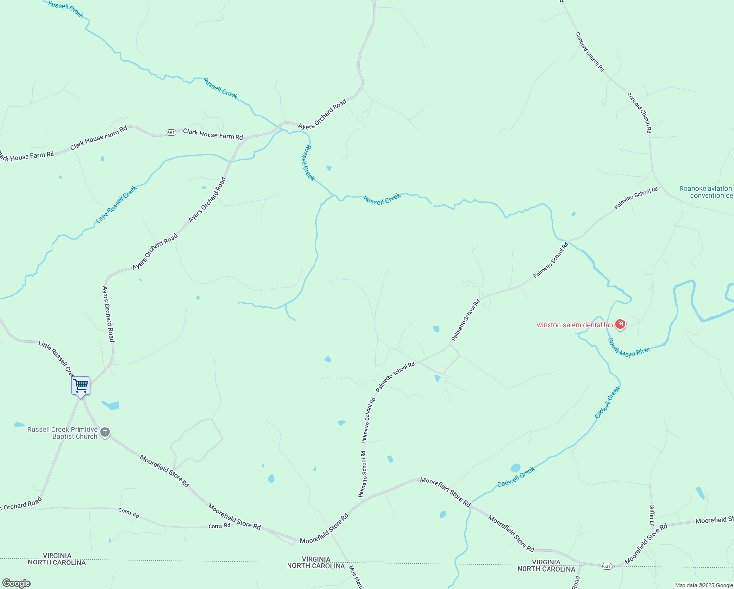 map of restaurants, bars, coffee shops, grocery stores, and more near Biggs Lane in Patrick County