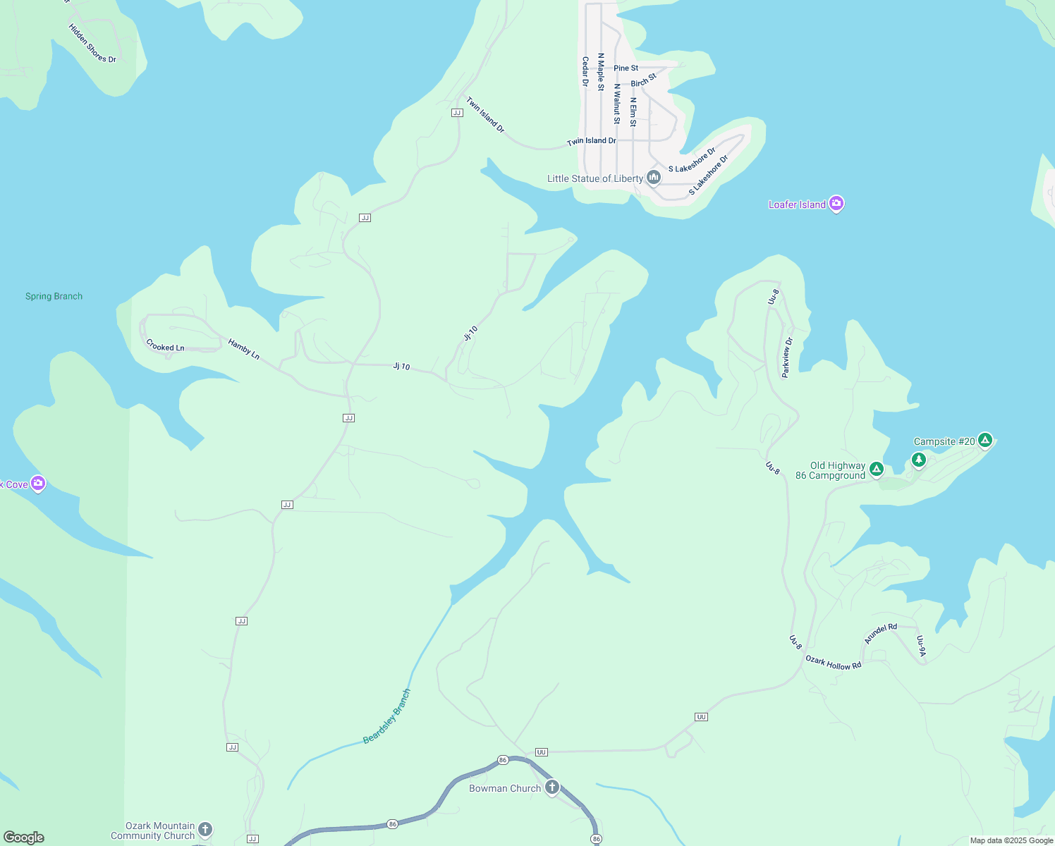 map of restaurants, bars, coffee shops, grocery stores, and more near 2-198 Woodsong Road in Blue Eye