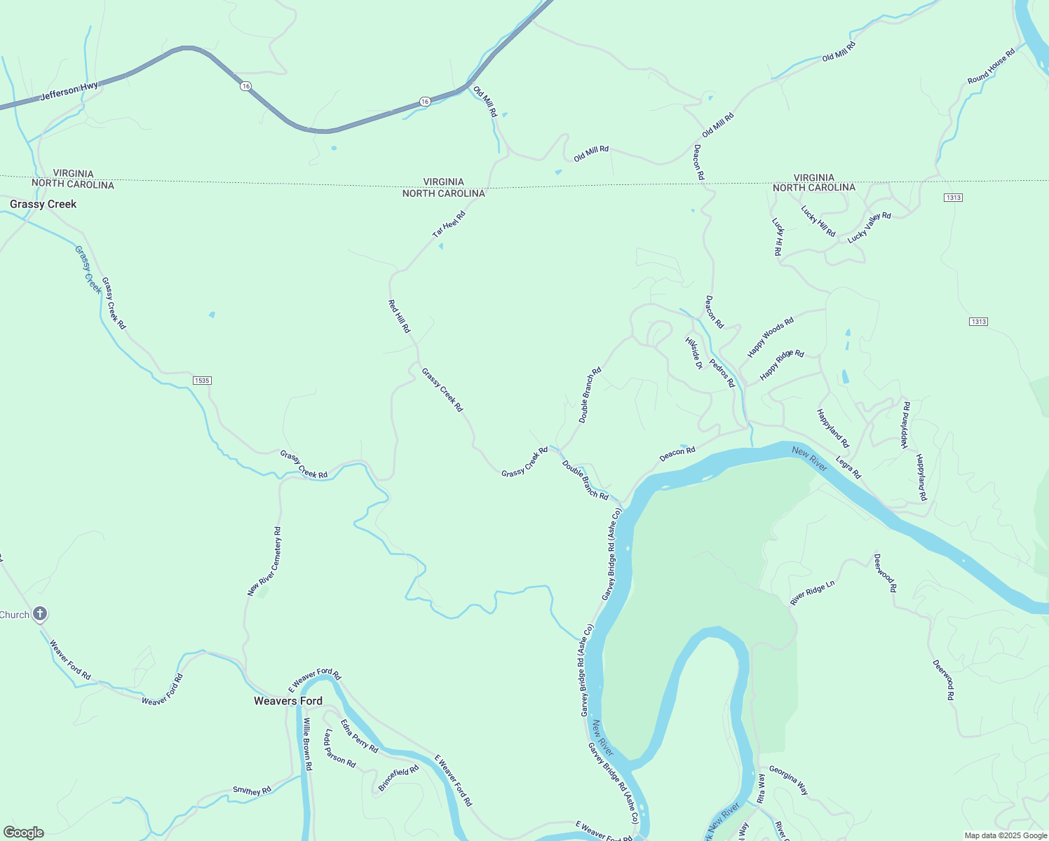 map of restaurants, bars, coffee shops, grocery stores, and more near 3989 Grassy Creek Road in Grassy Creek