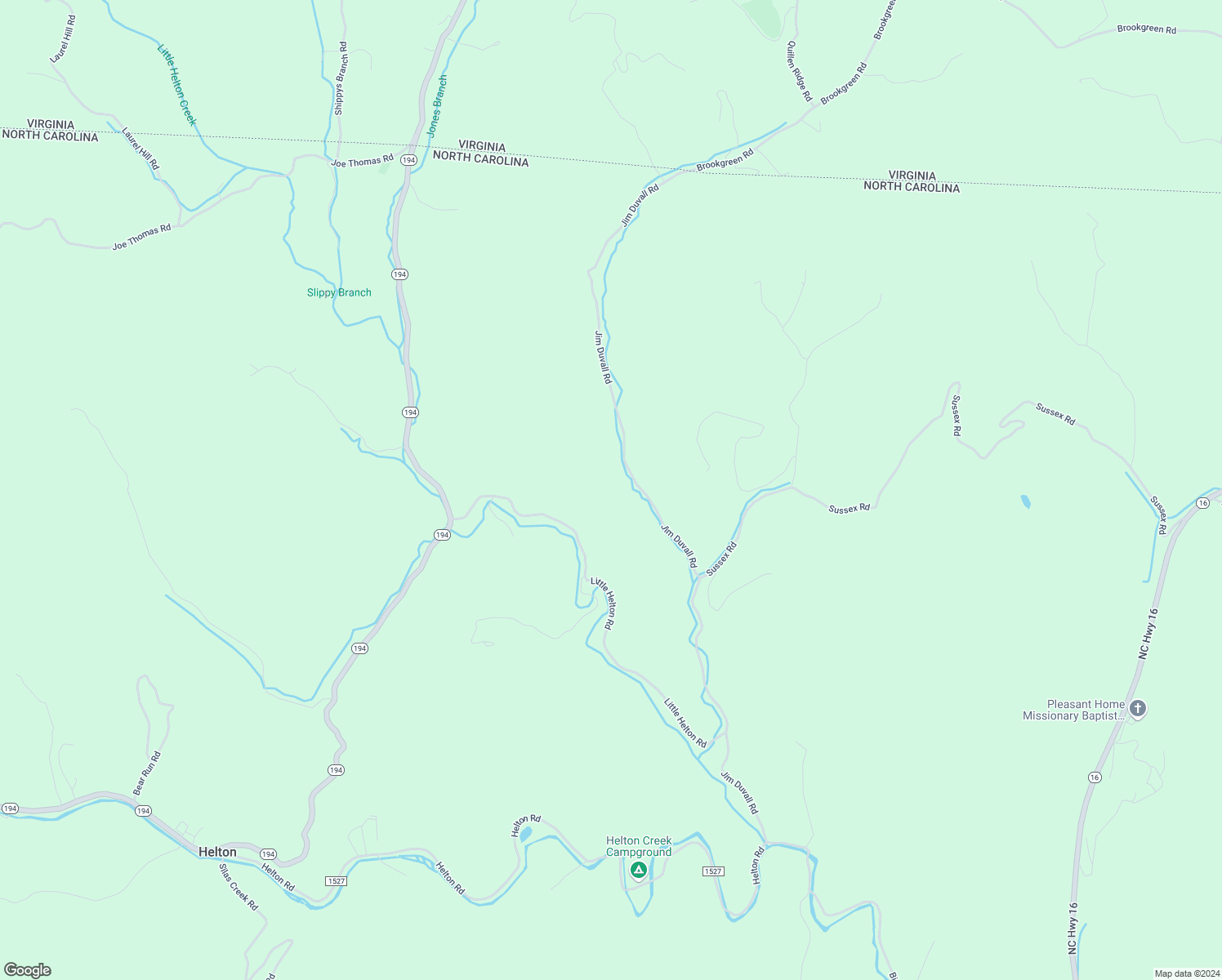 map of restaurants, bars, coffee shops, grocery stores, and more near 2467 Jim Duvall Road in Grassy Creek