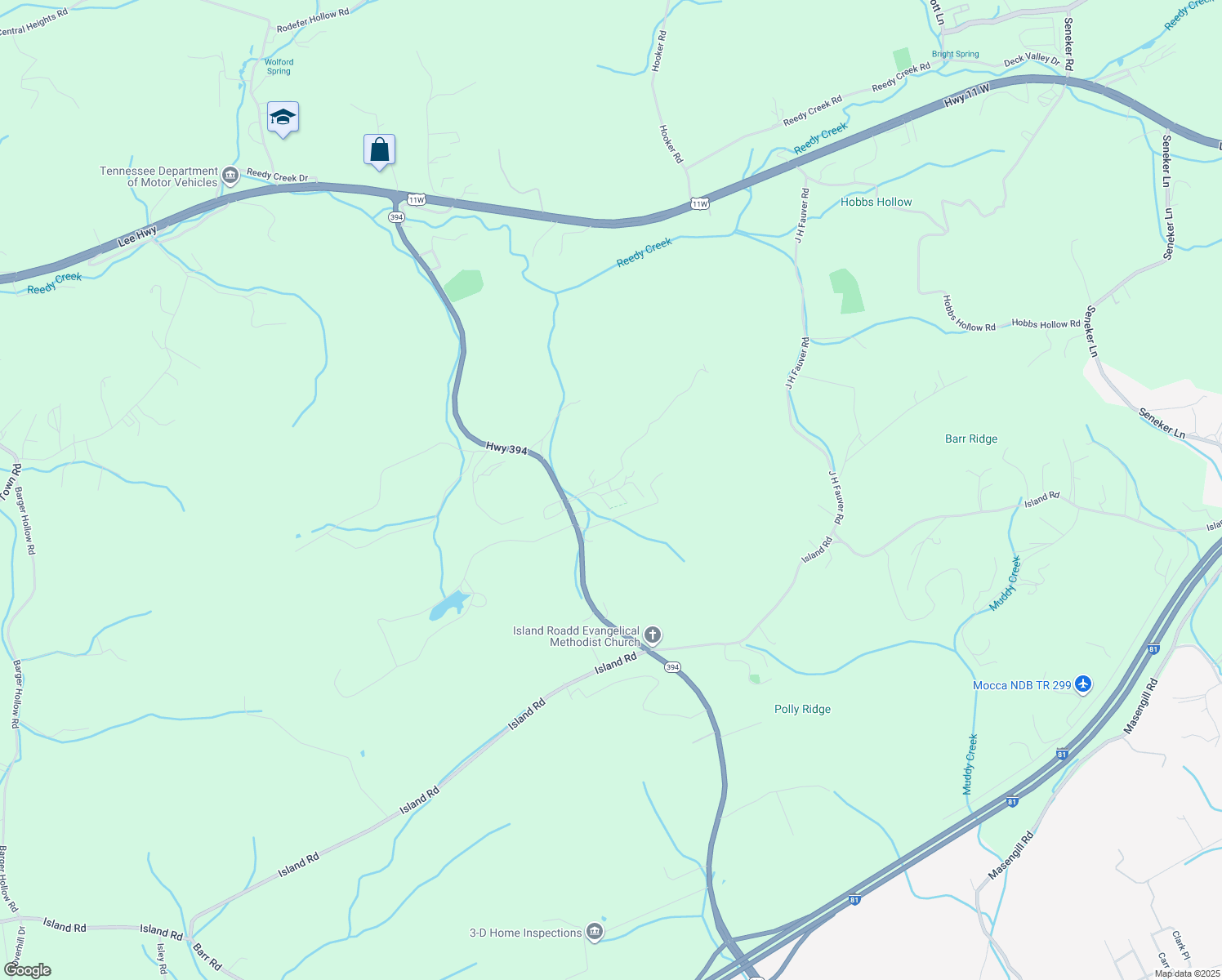 map of restaurants, bars, coffee shops, grocery stores, and more near State Highway 37 in Blountville