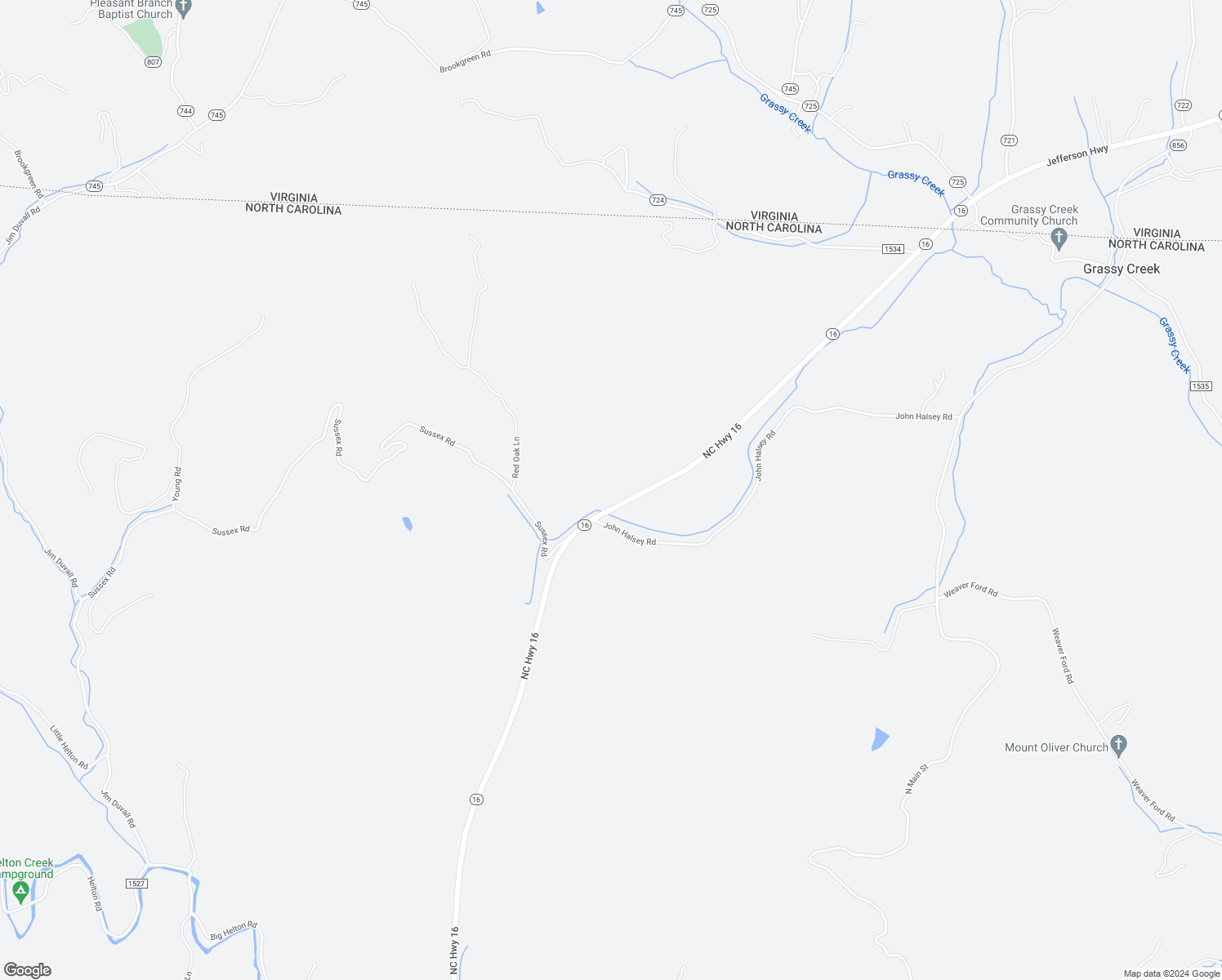 map of restaurants, bars, coffee shops, grocery stores, and more near Healing Springs Road East in Ashe County