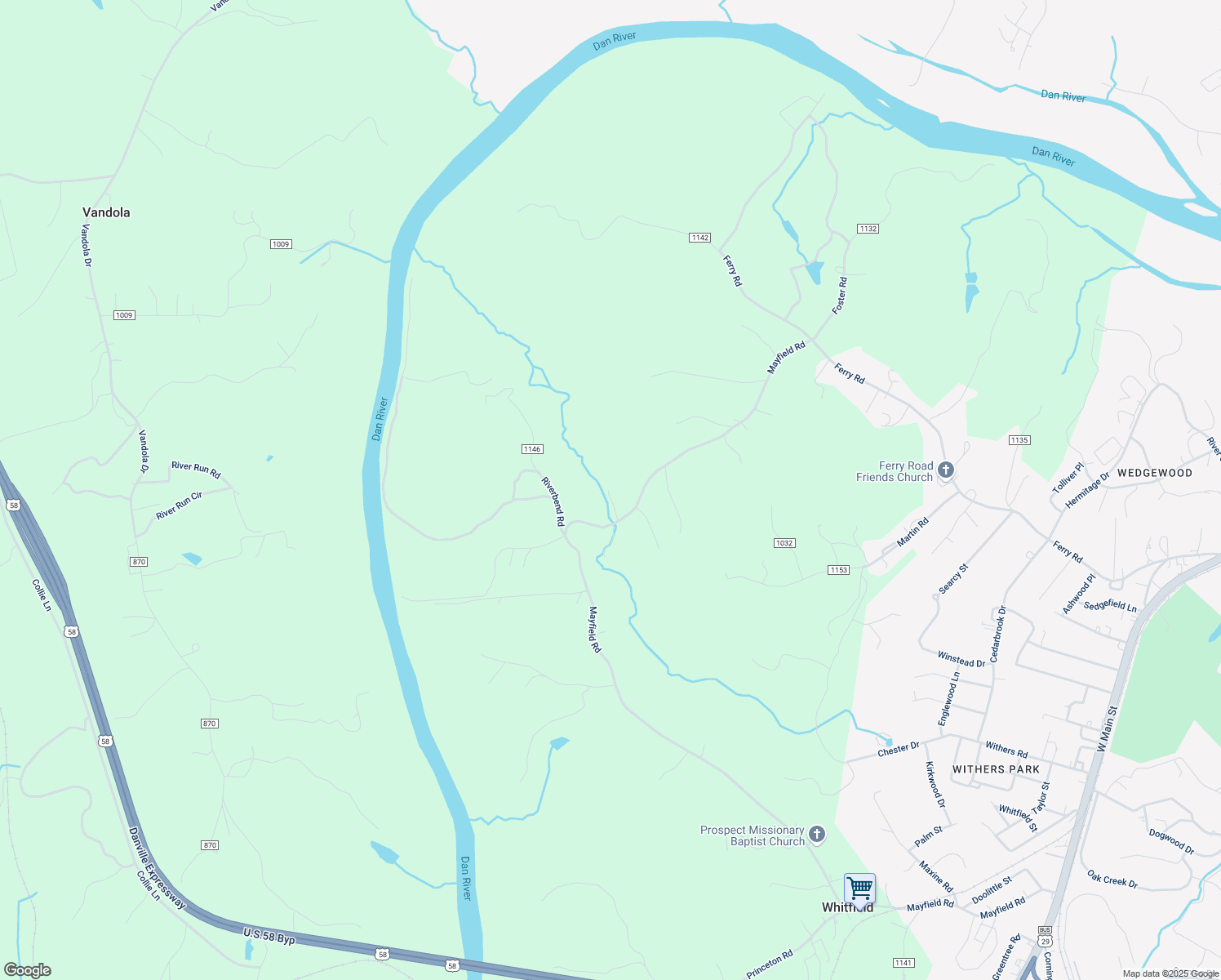 map of restaurants, bars, coffee shops, grocery stores, and more near 2339 Old Mayfield Road in Danville