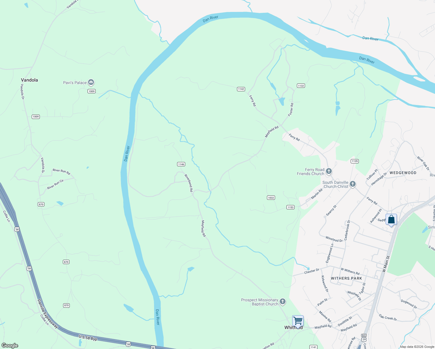 map of restaurants, bars, coffee shops, grocery stores, and more near 2537 Old Mayfield Road in Danville