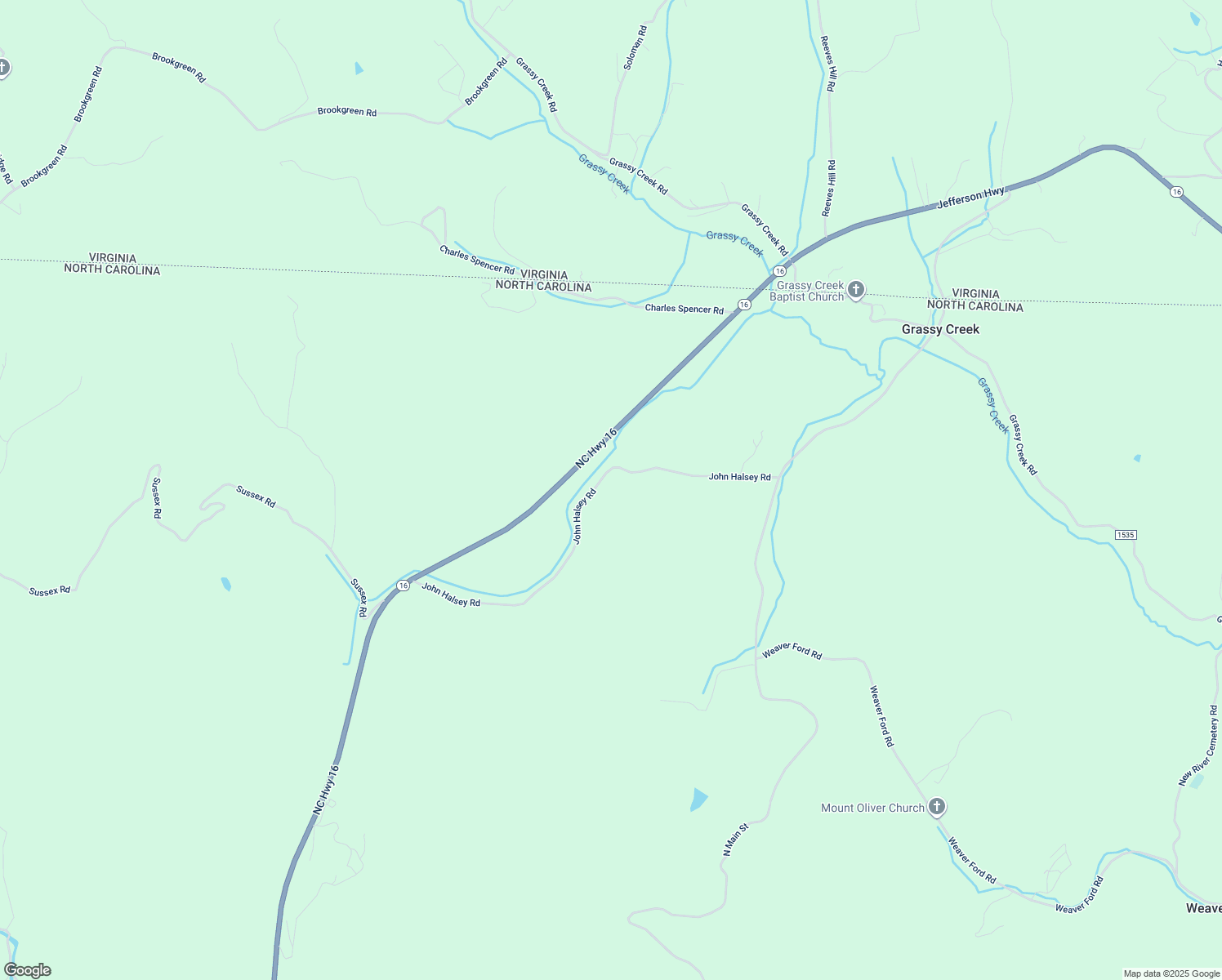 map of restaurants, bars, coffee shops, grocery stores, and more near 942 John Halsey Road in Grassy Creek