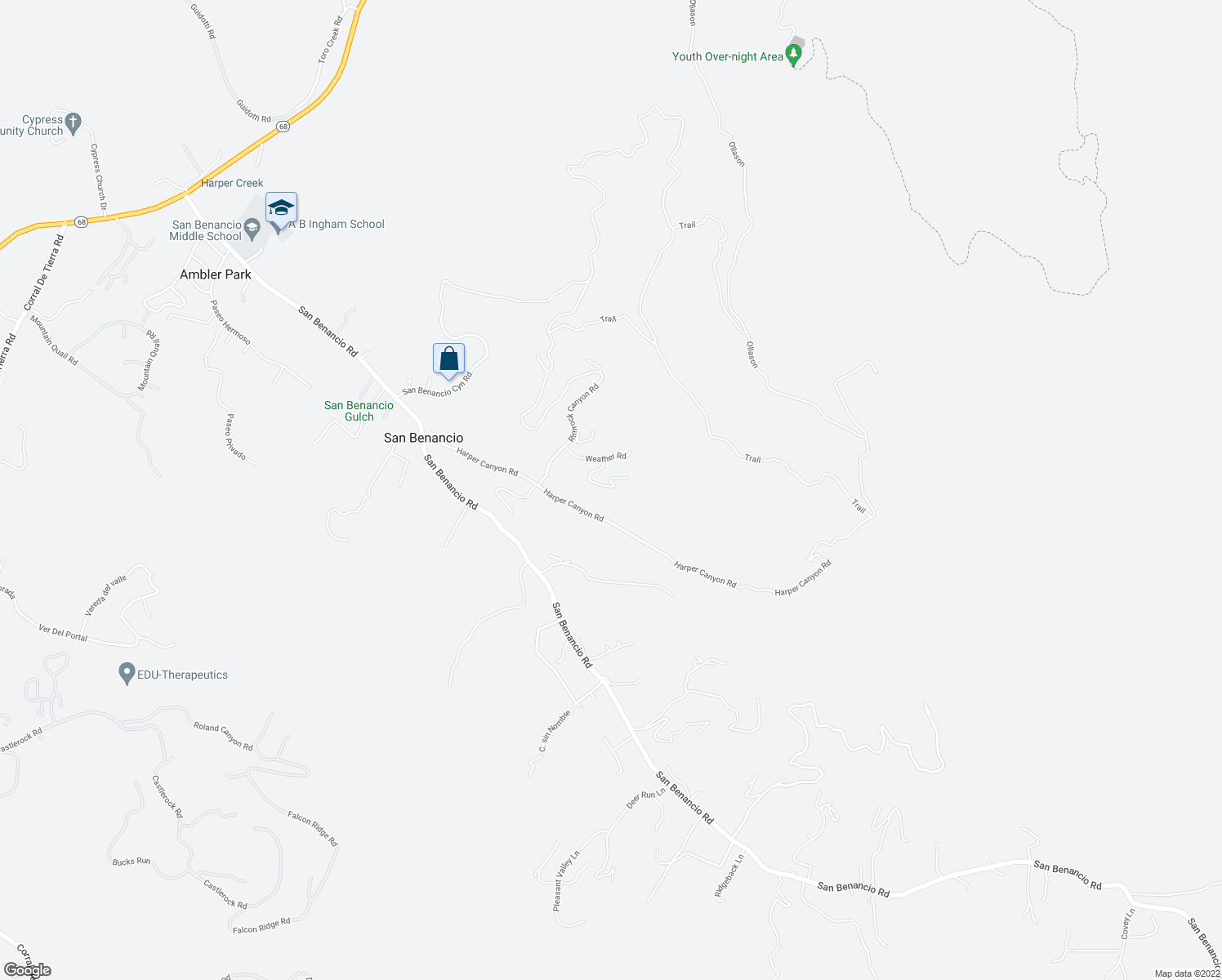 map of restaurants, bars, coffee shops, grocery stores, and more near 15490 Weather Rock Way in Corral de Tierra