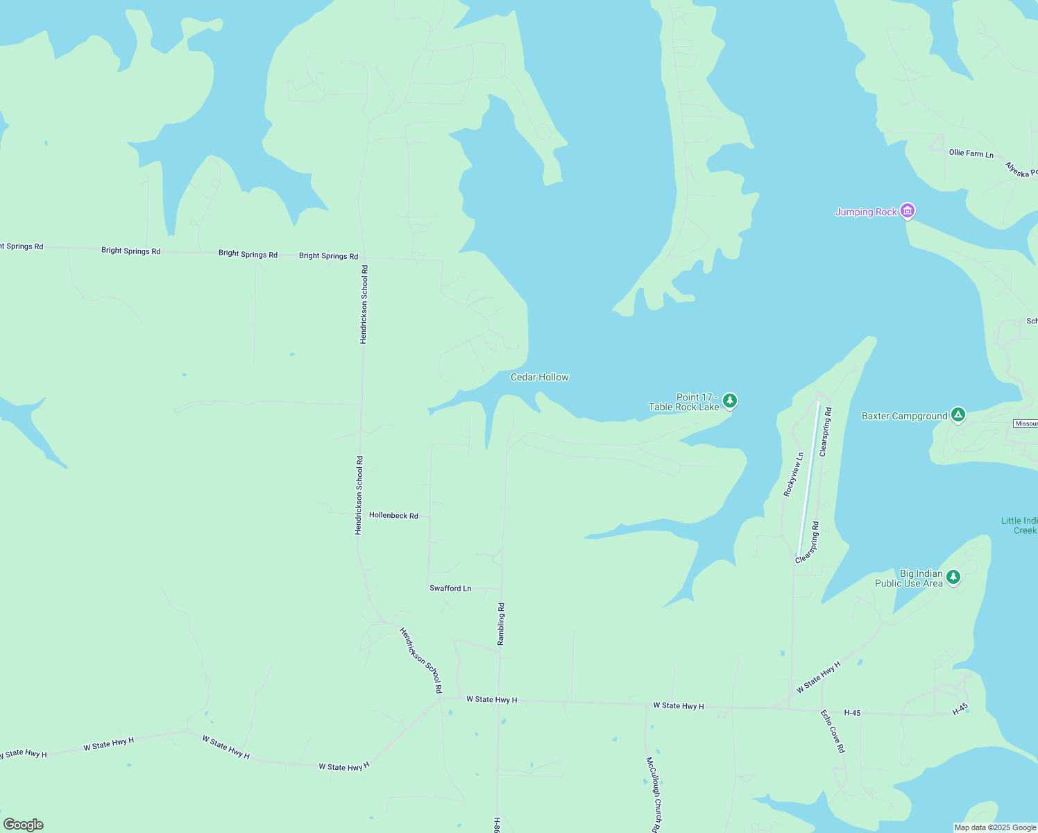 map of restaurants, bars, coffee shops, grocery stores, and more near 1017 Rambling Road in Shell Knob