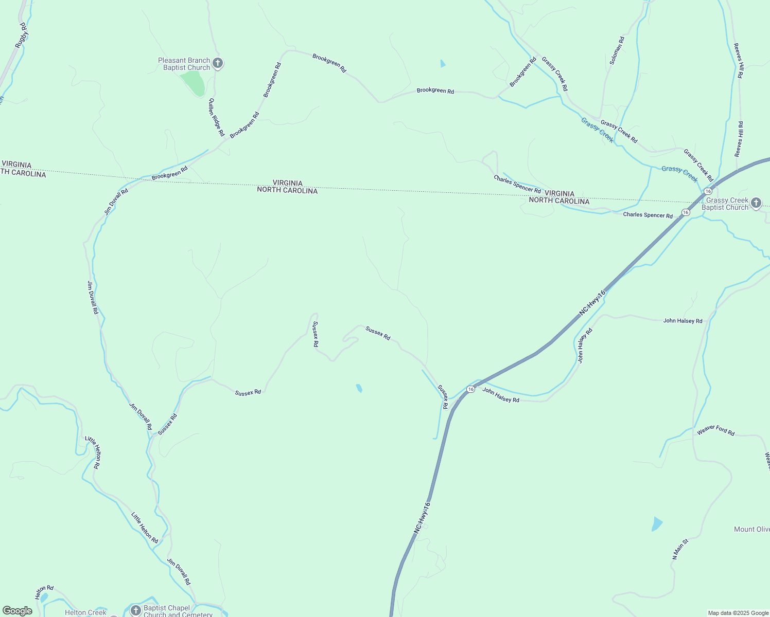 map of restaurants, bars, coffee shops, grocery stores, and more near 505 Sussex Road in Grassy Creek