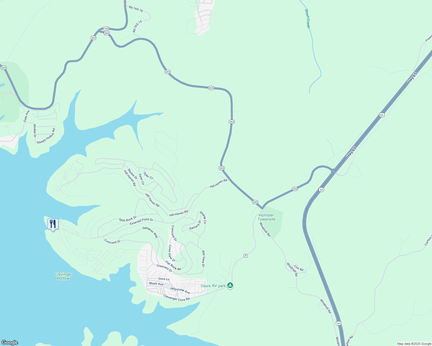 map of restaurants, bars, coffee shops, grocery stores, and more near 1311 State Highway 265 in Hollister