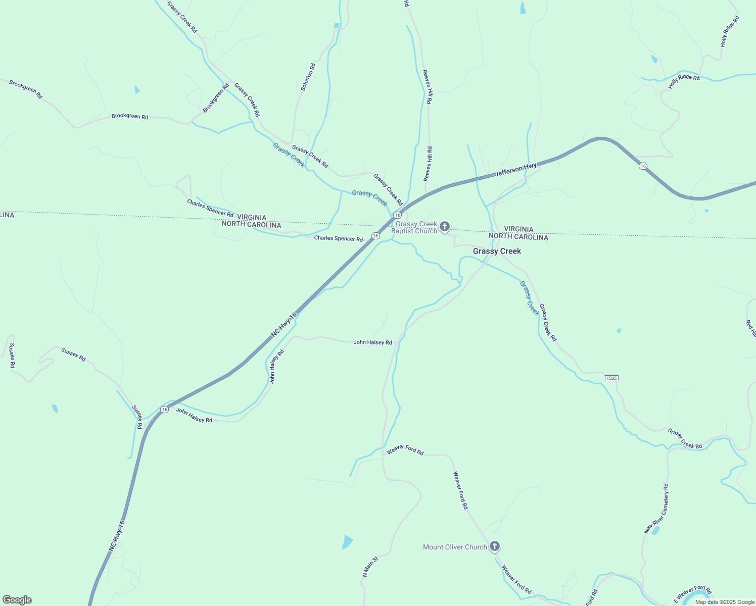 map of restaurants, bars, coffee shops, grocery stores, and more near North Carolina Highway 16 in Grassy Creek
