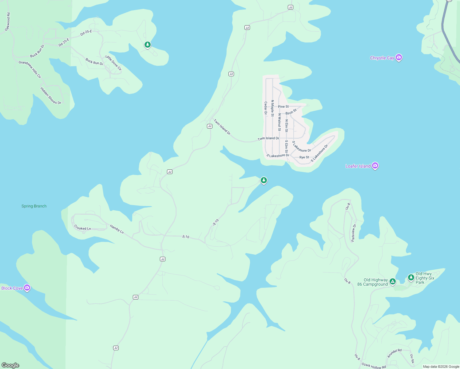 map of restaurants, bars, coffee shops, grocery stores, and more near 153 Evening Side Lane in Blue Eye