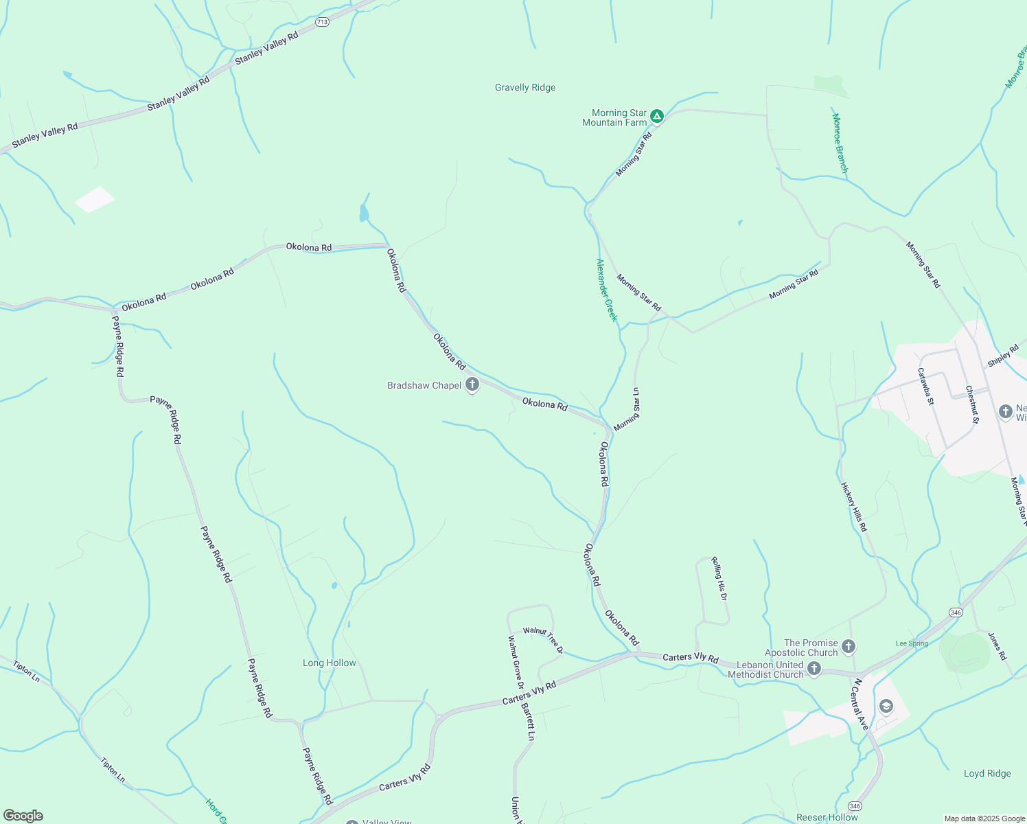 map of restaurants, bars, coffee shops, grocery stores, and more near Bradshaw Chapel Road in Church Hill