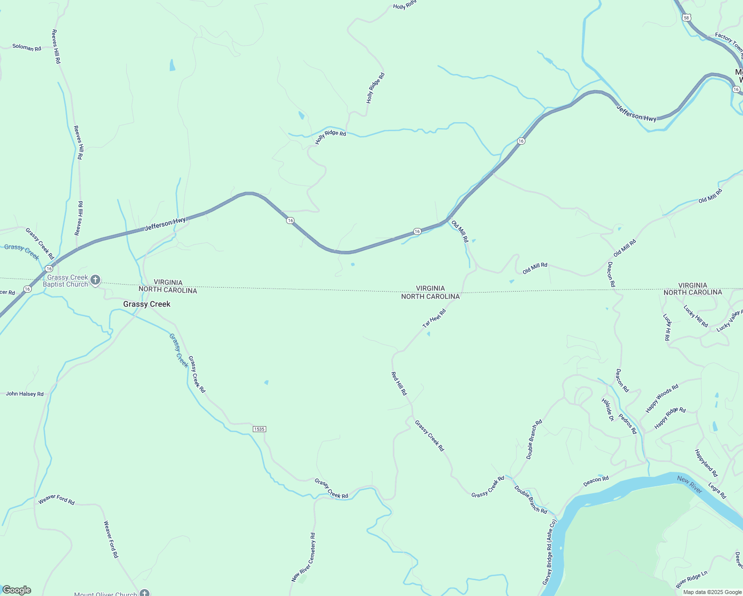 map of restaurants, bars, coffee shops, grocery stores, and more near 652 Red Hill Road in Grassy Creek