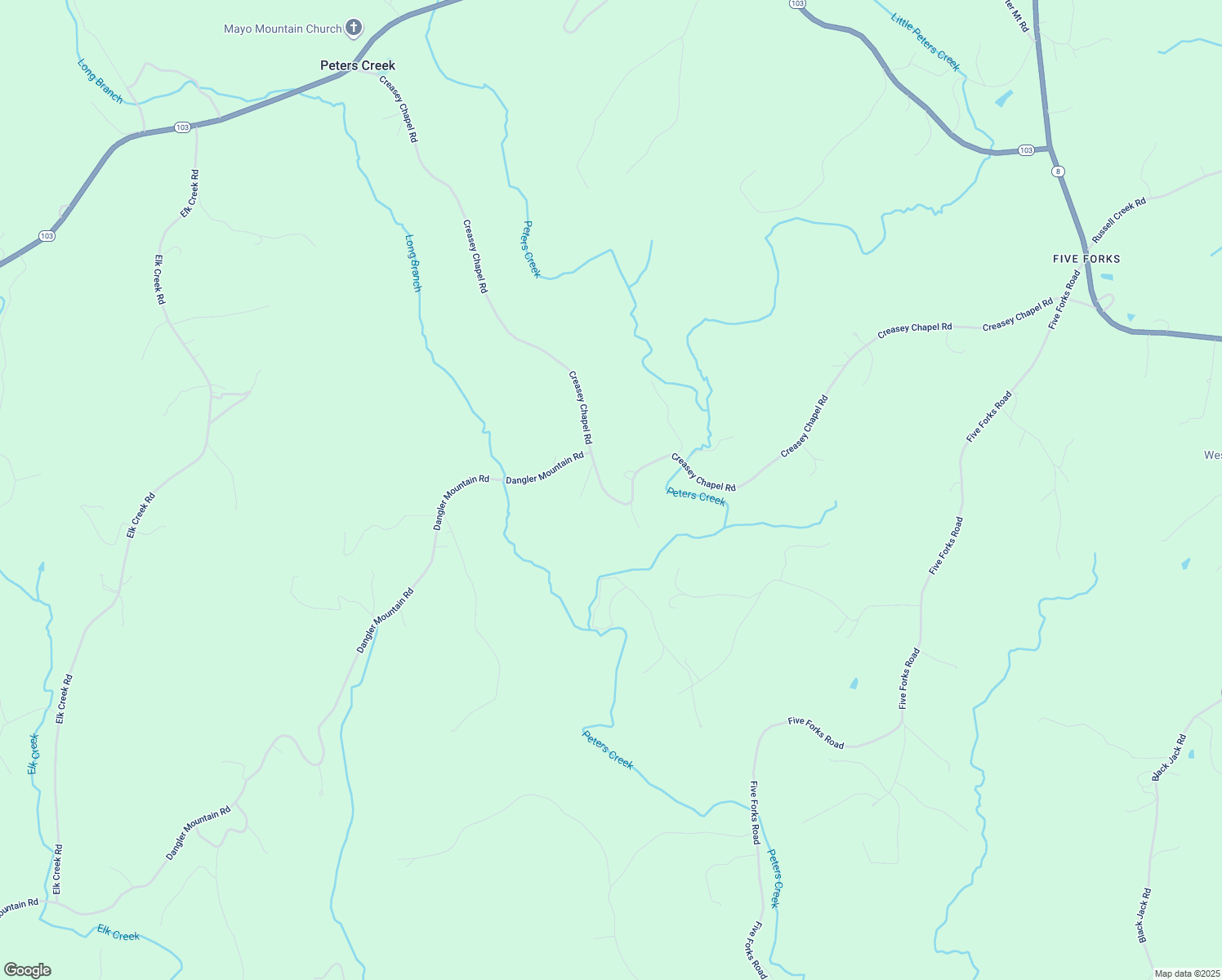 map of restaurants, bars, coffee shops, grocery stores, and more near 1541 Creasey Chapel Road in Stuart