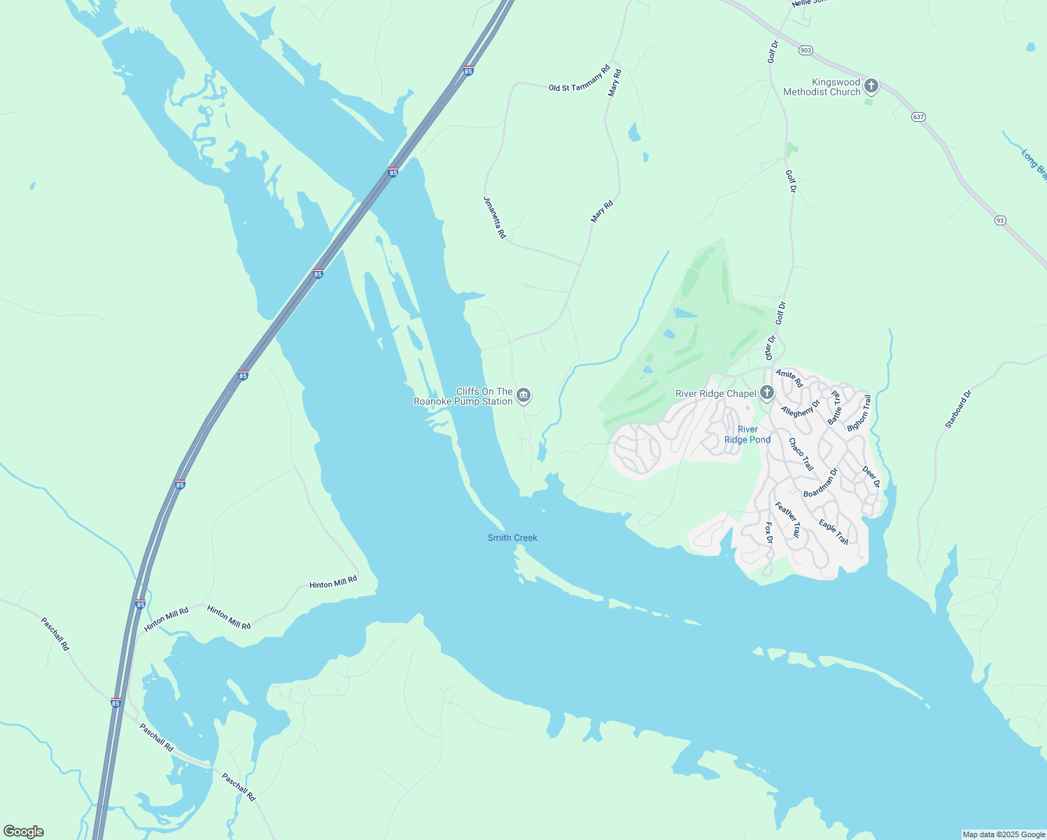 map of restaurants, bars, coffee shops, grocery stores, and more near 197 Cliffside Drive in Bracey